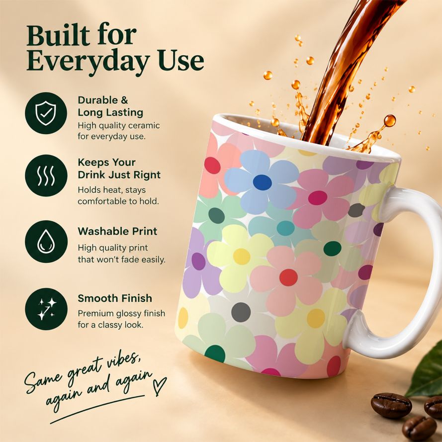 Groovy Colorful Flower Power Coffee Mug