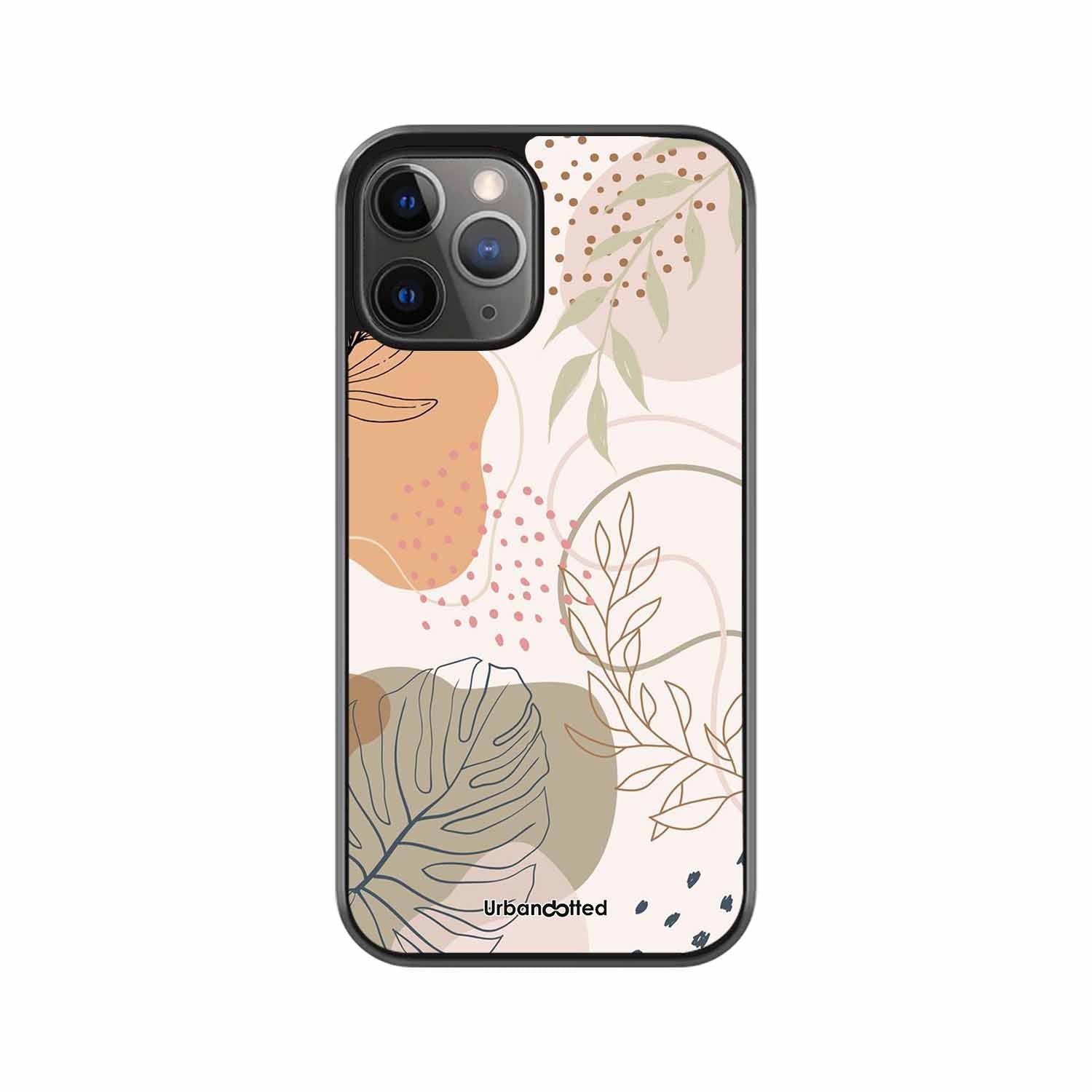Minimalist Leaf Pattern Glass Case For iPhone 11 Pro
