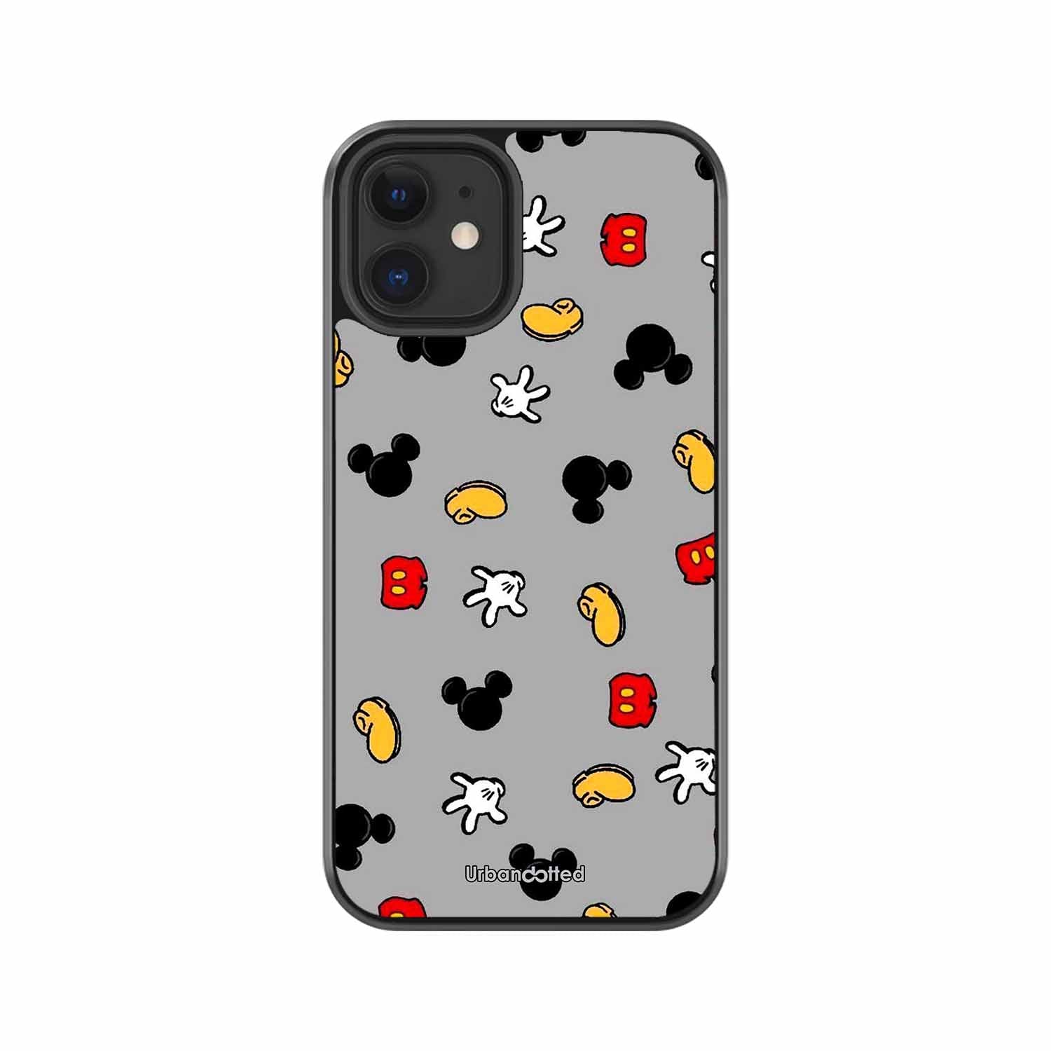 Whimsical Mouse Pattern Glass Case For iPhone 12 Mini