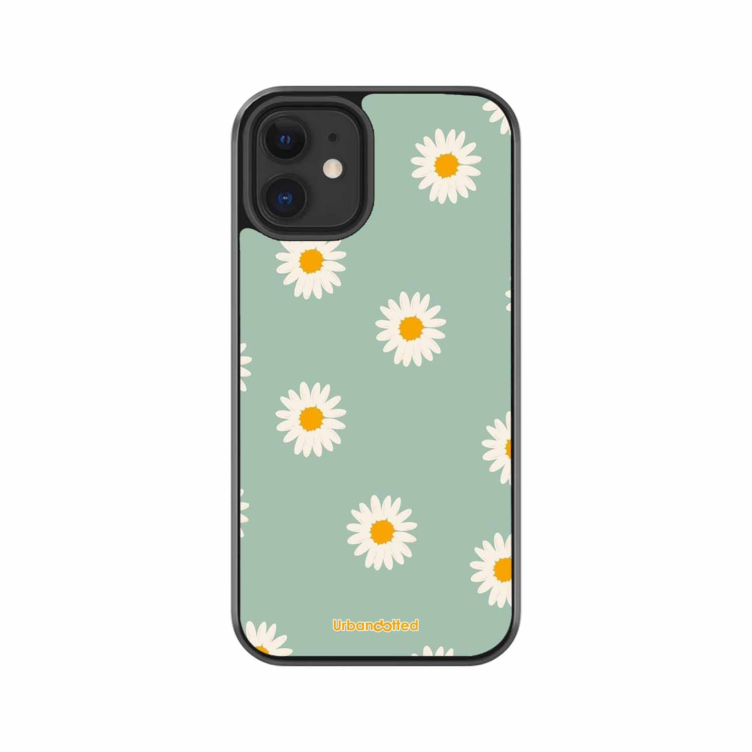 Scattered White Daisies Glass Case For iPhone 12 Mini