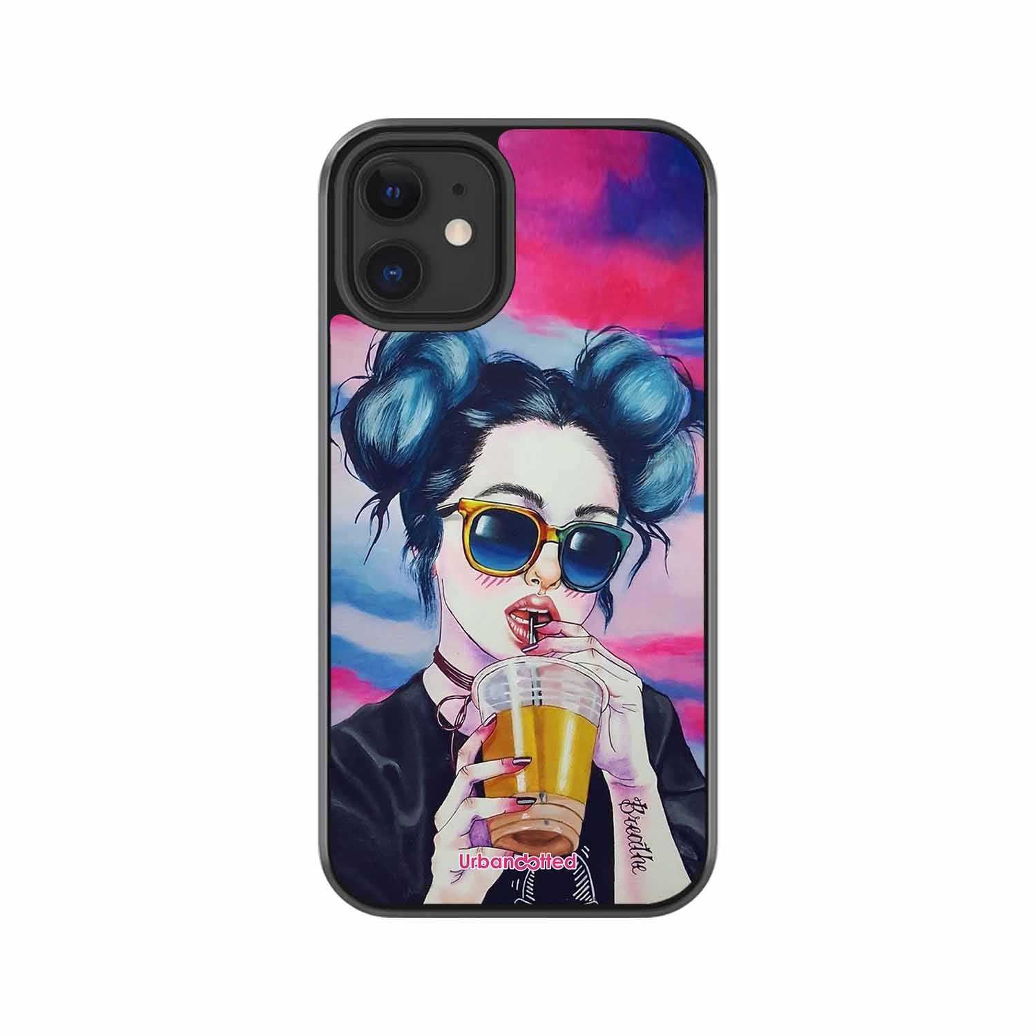 "Breathe" Tattoo Girl Glass Case For iPhone 12 Mini