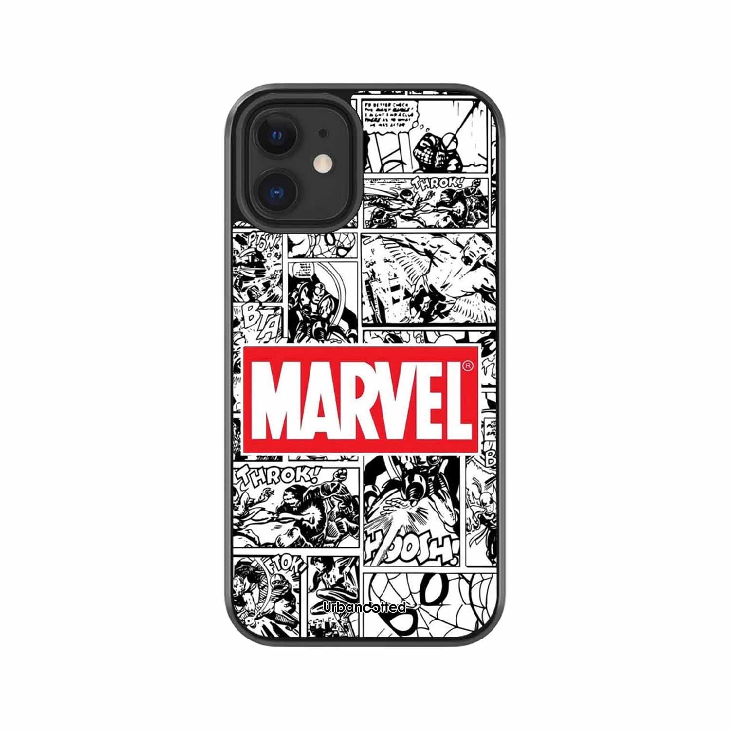 Black and White Comic Book Glass Case For iPhone 12 Mini