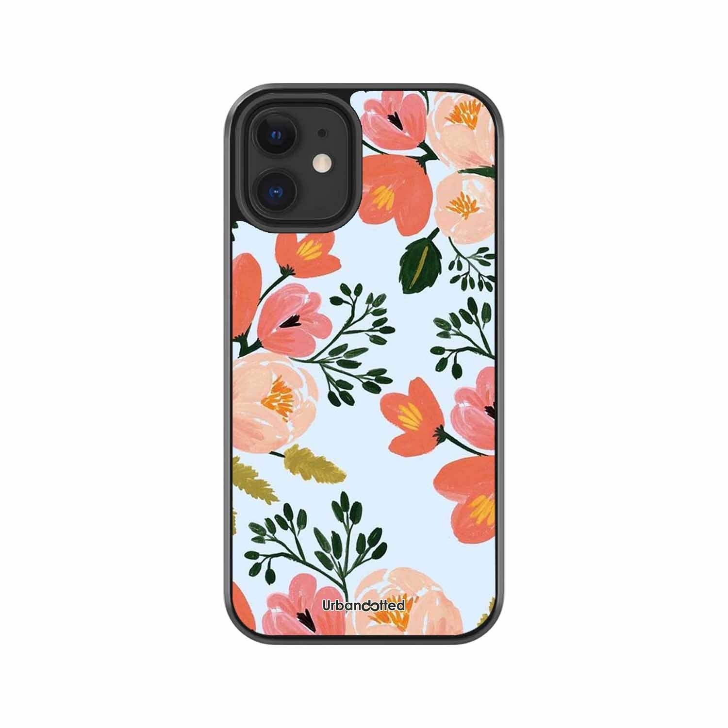 Painted Floral Bouque Glass Case For iPhone 12 Mini