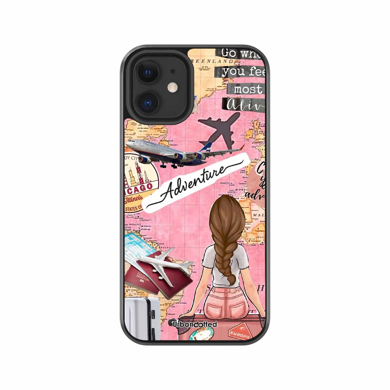 Travel Adventure Map Glass Case For iPhone 12 Mini