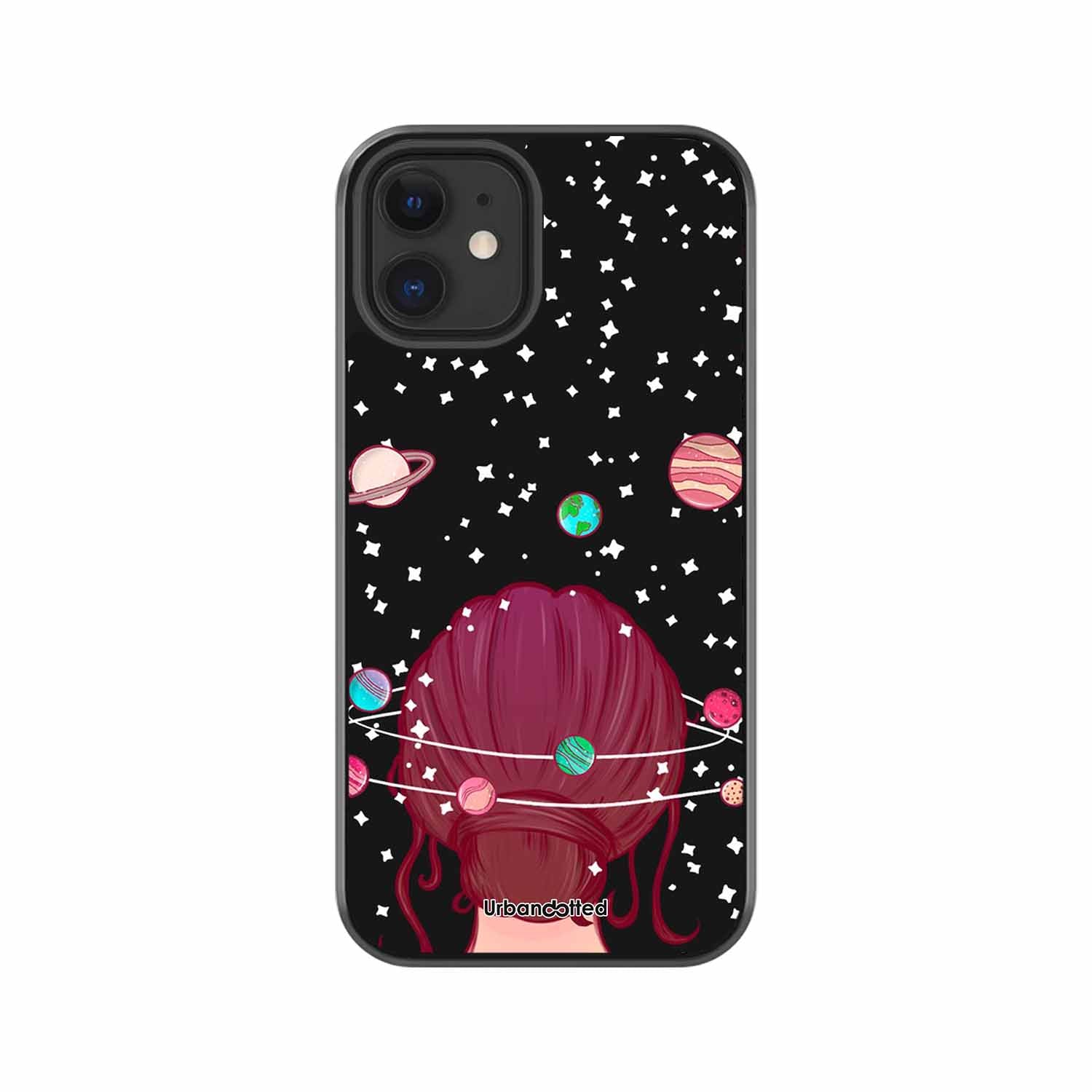 Galactic Hair Space Girl Glass Case For iPhone 12 Mini