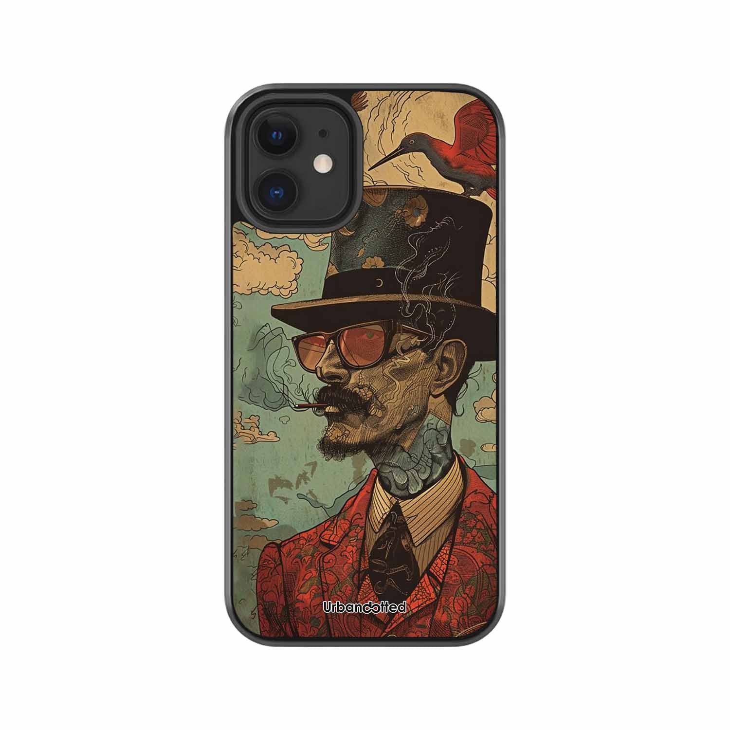 Steampunk Gentleman Smoker Glass Case For iPhone 12 Mini
