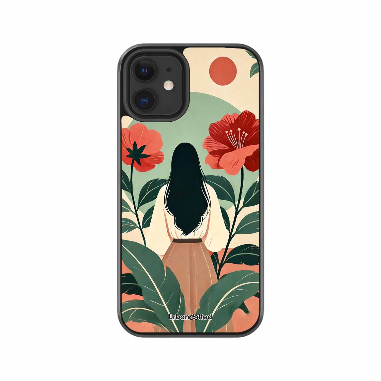 Woman in Floral Garden Glass Case For iPhone 12 Mini