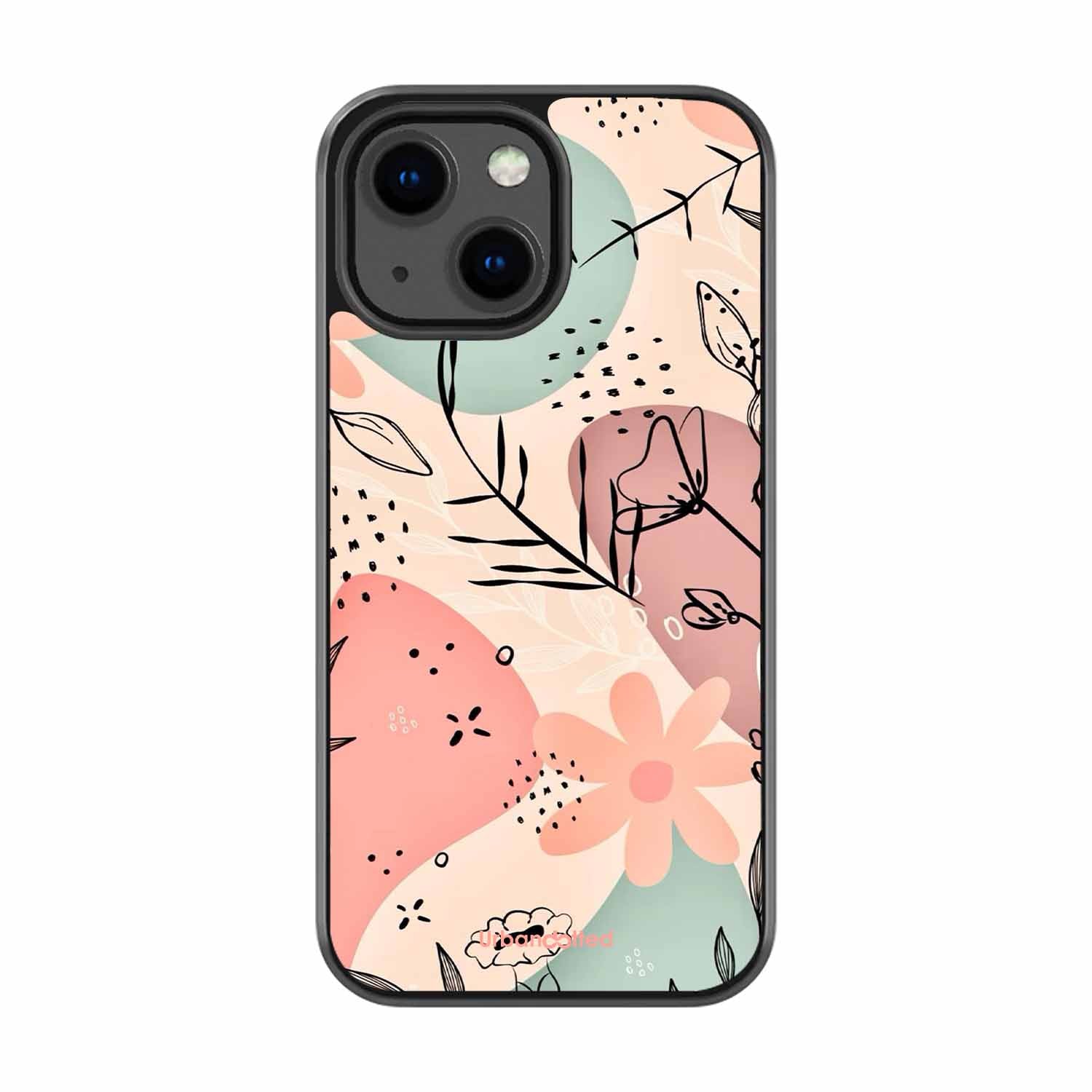 Abstract Floral Glass Case For iPhone 13 Mini