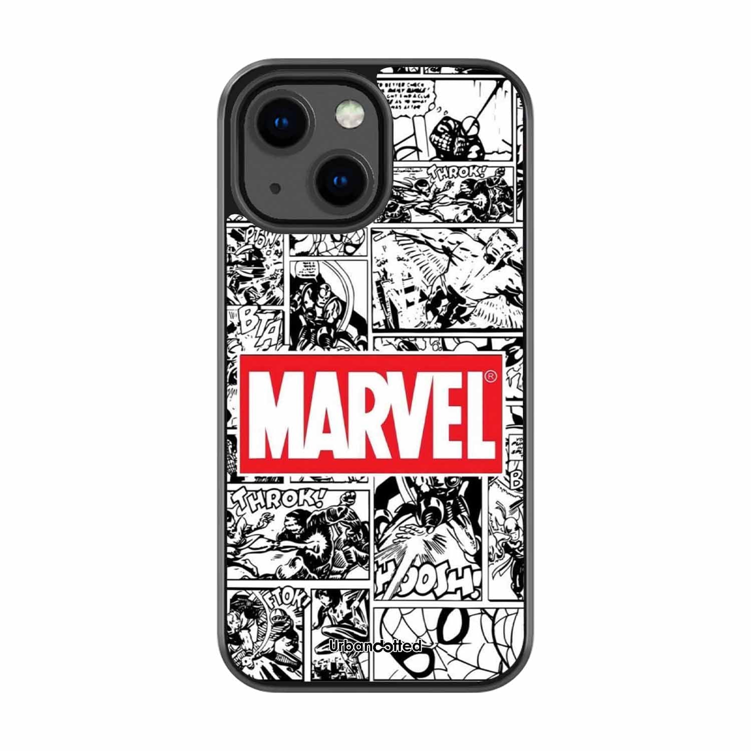 Black and White Comic Book Glass Case For iPhone 13 Mini