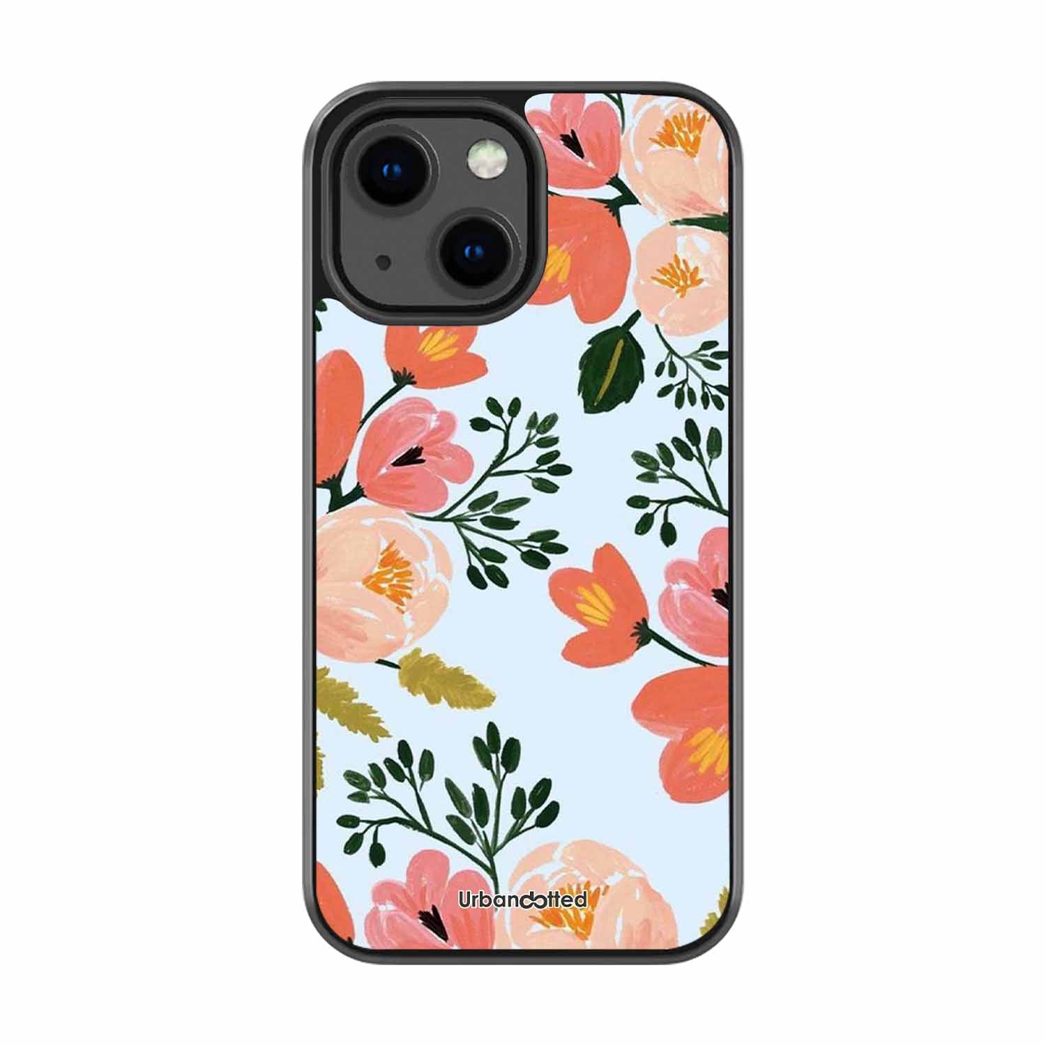 Painted Floral Bouque Glass Case For iPhone 13 Mini