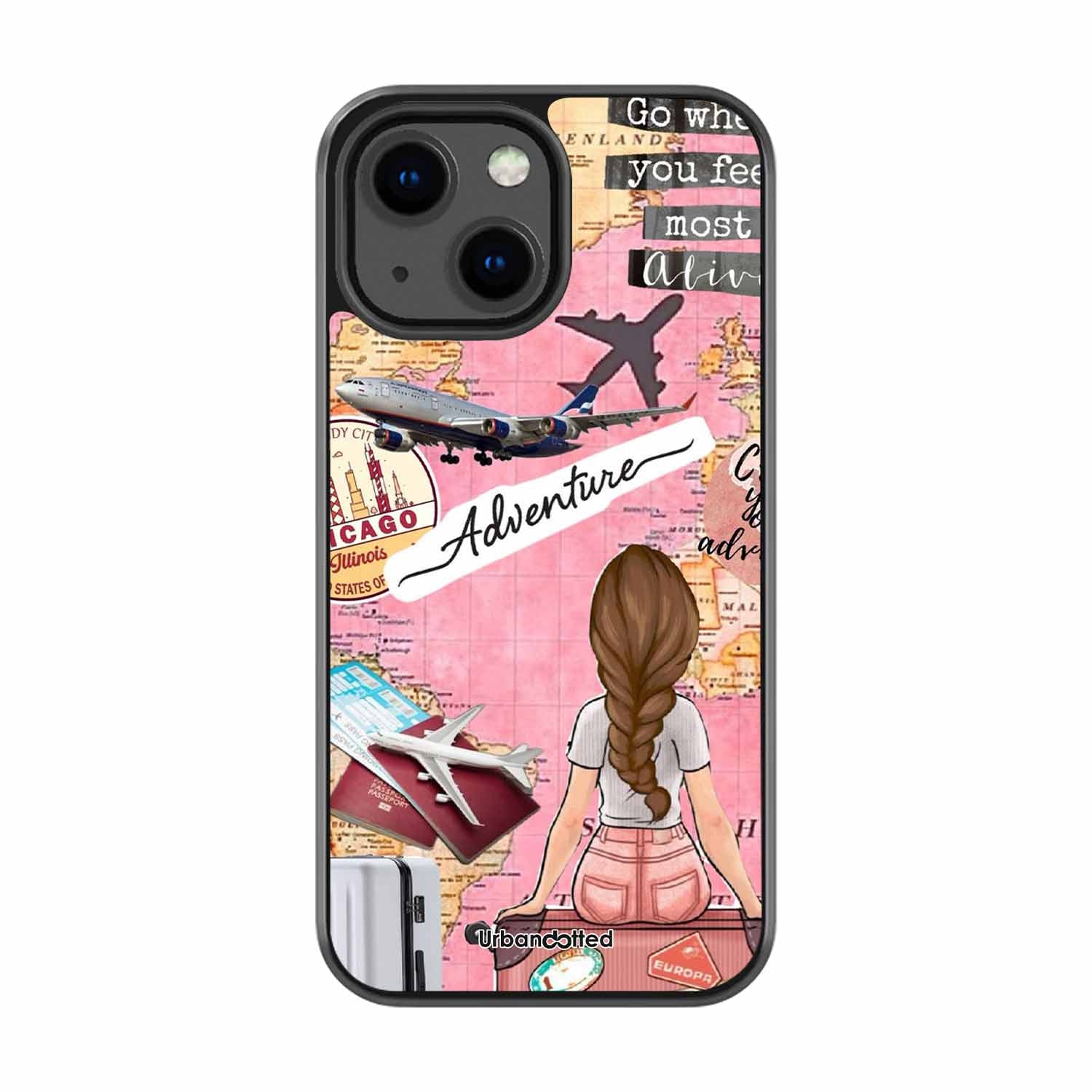 Travel Adventure Map Glass Case For iPhone 13 Mini