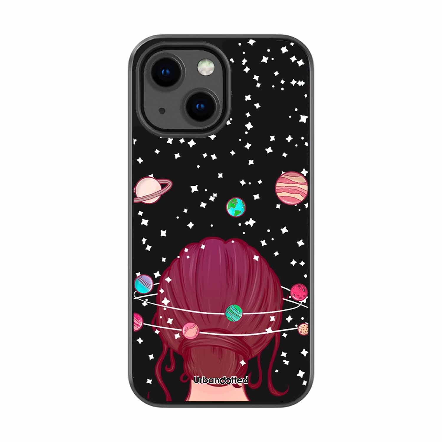 Galactic Hair Space Girl Glass Case For iPhone 13 Mini