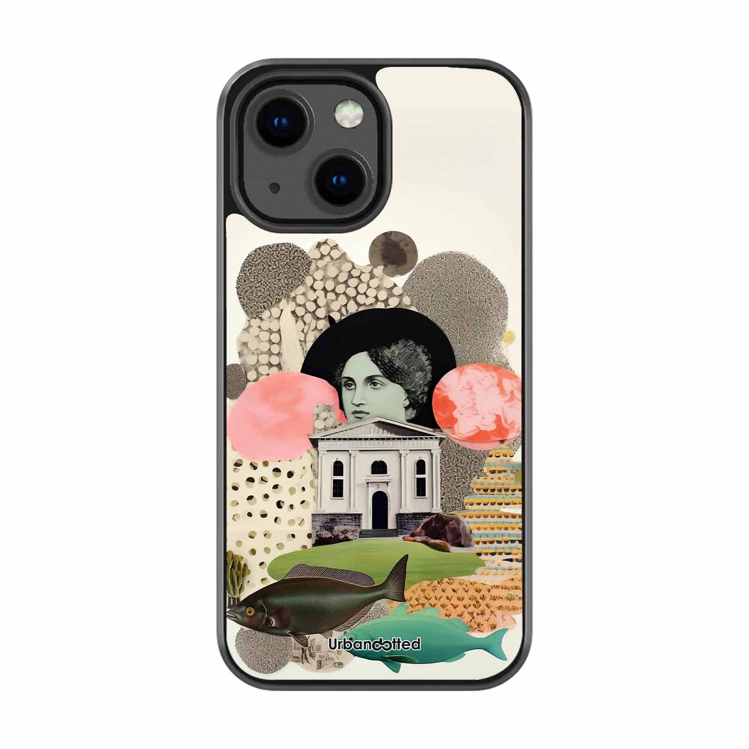 Whimsical Mixed Media Art Glass Case For iPhone 13 Mini