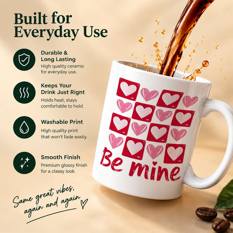 Valentine Red Checkers and Hearts Coffee Mug