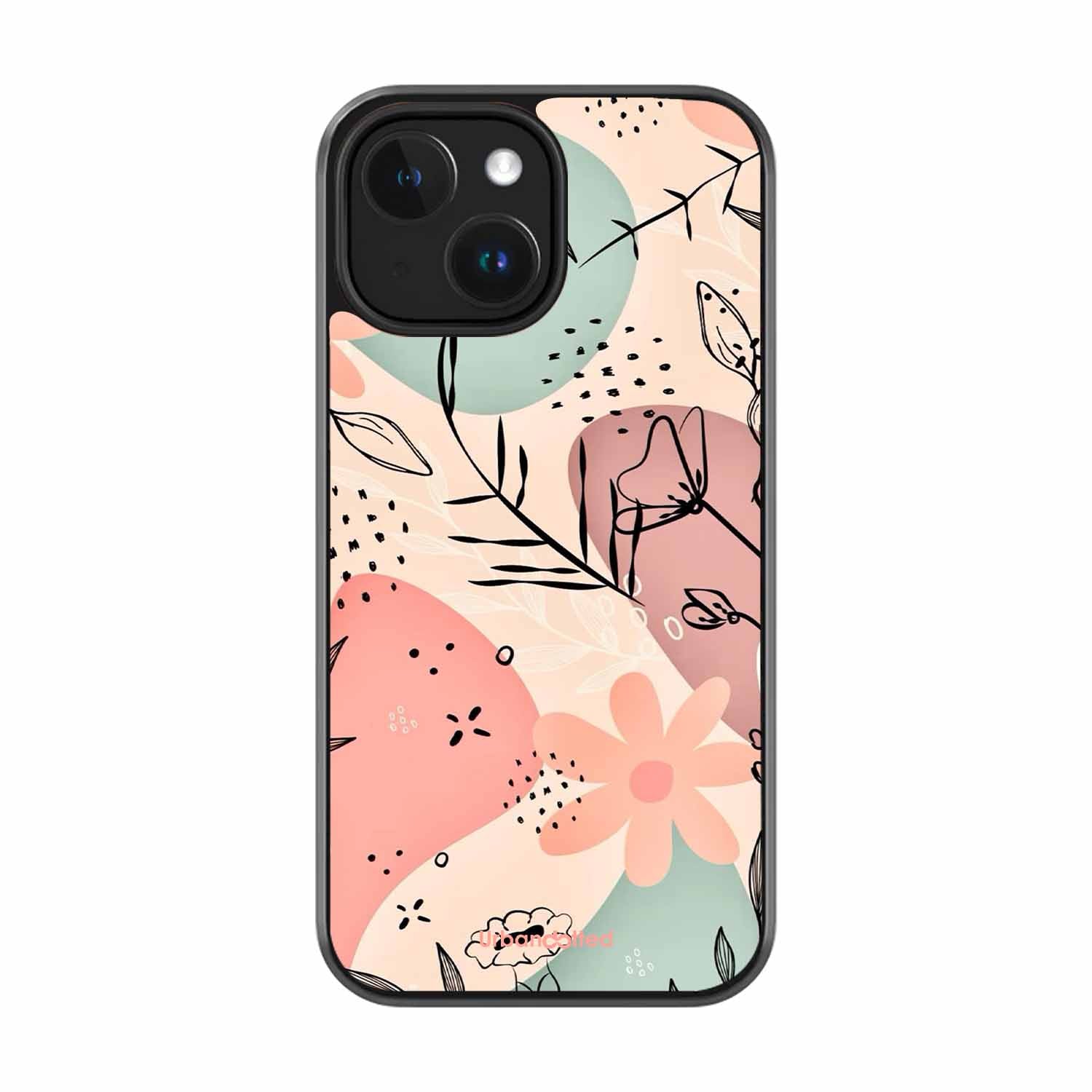Abstract Floral Glass Case For iPhone 14