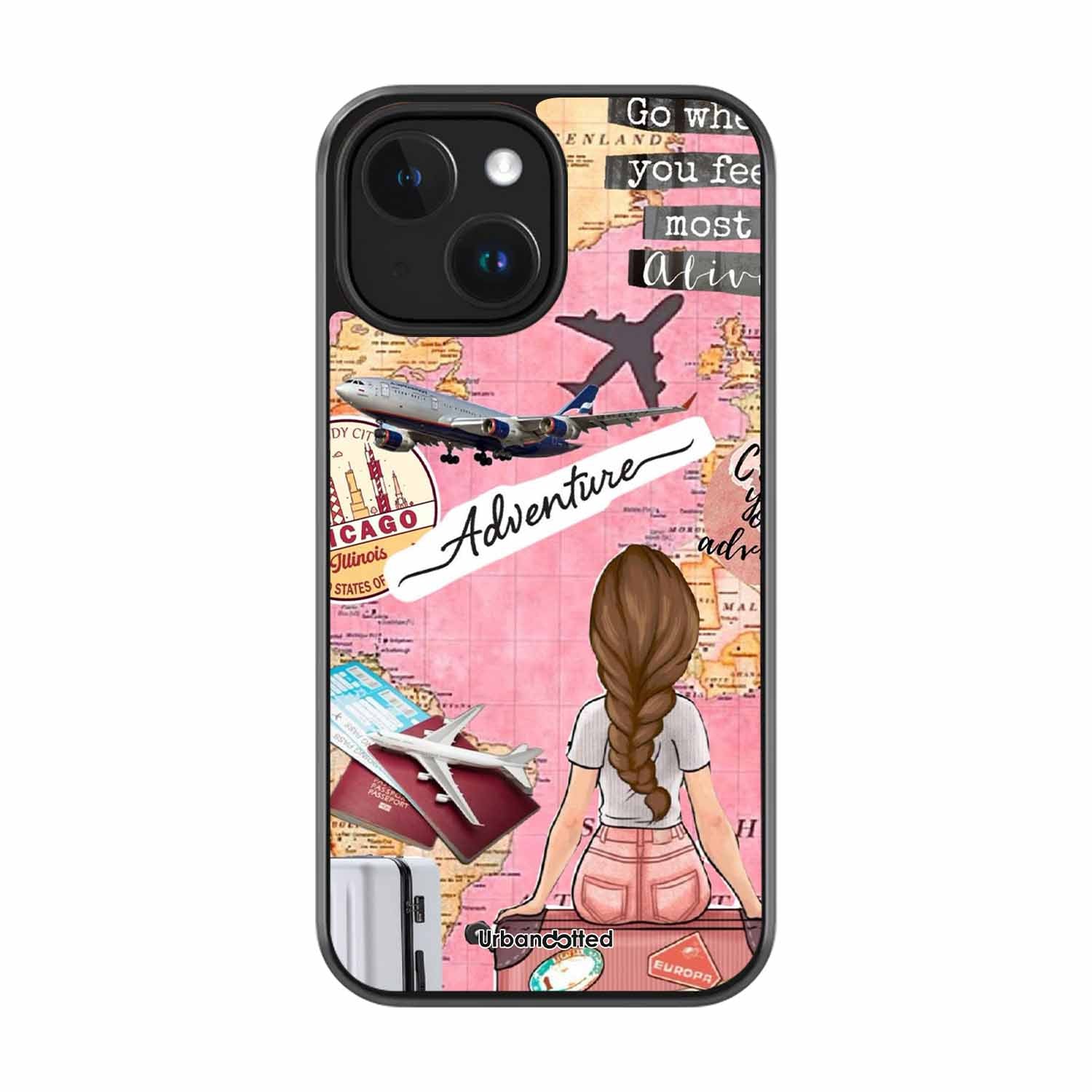 Travel Adventure Map Glass Case For iPhone 14 Plus
