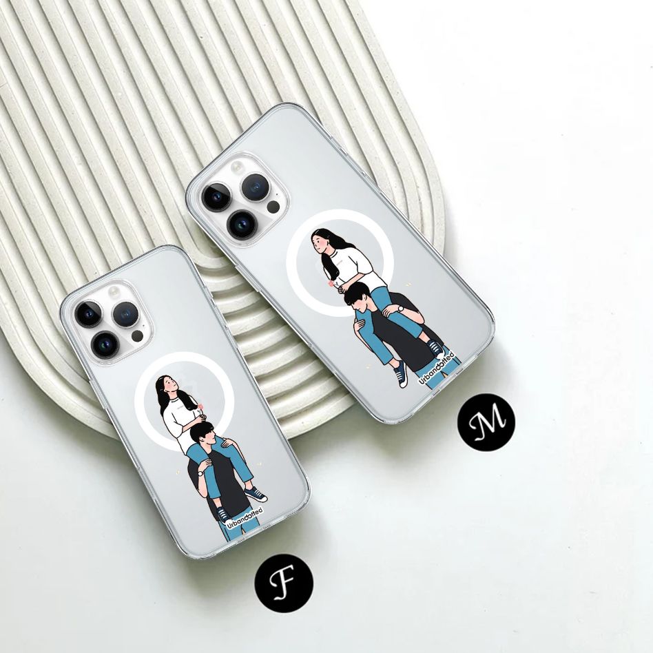 Piggyback Ride Crystal Clear Couple Case