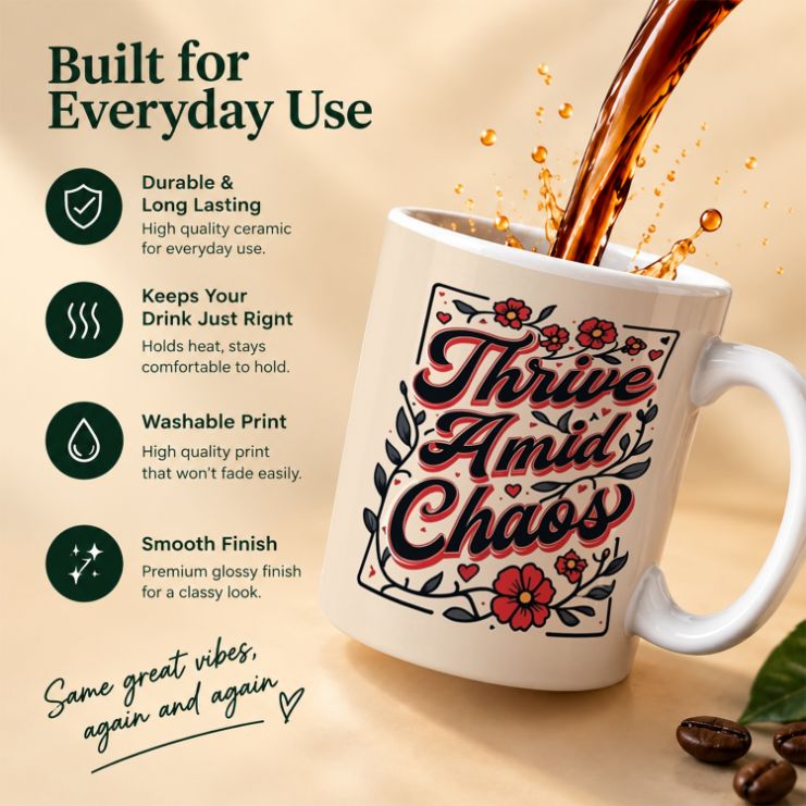 Thrive Amid Chaos Retro Floral Coffee Mug