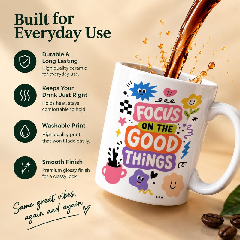 Optimistic Typography Doodles Coffee Mug
