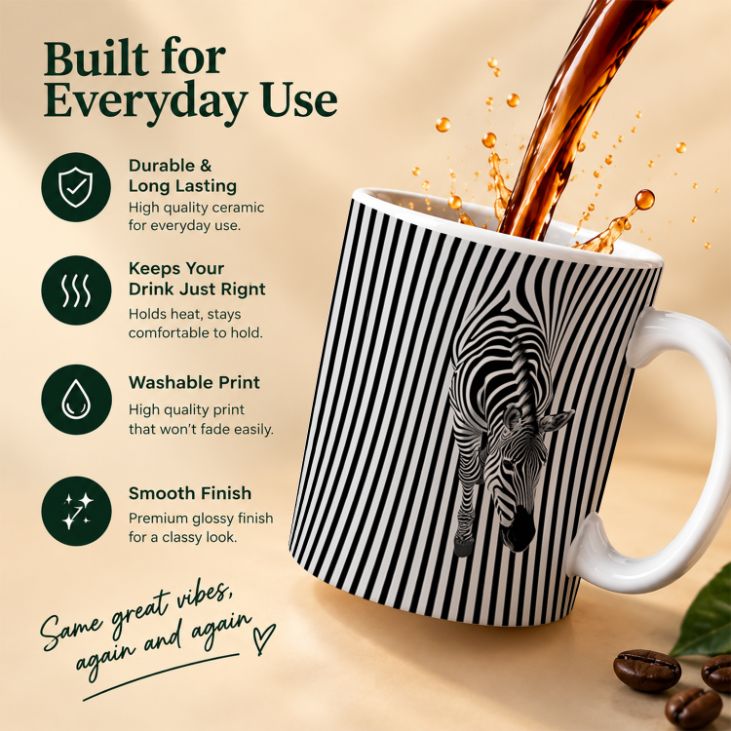 Surreal Wildlife Stripe Art Coffee Mug