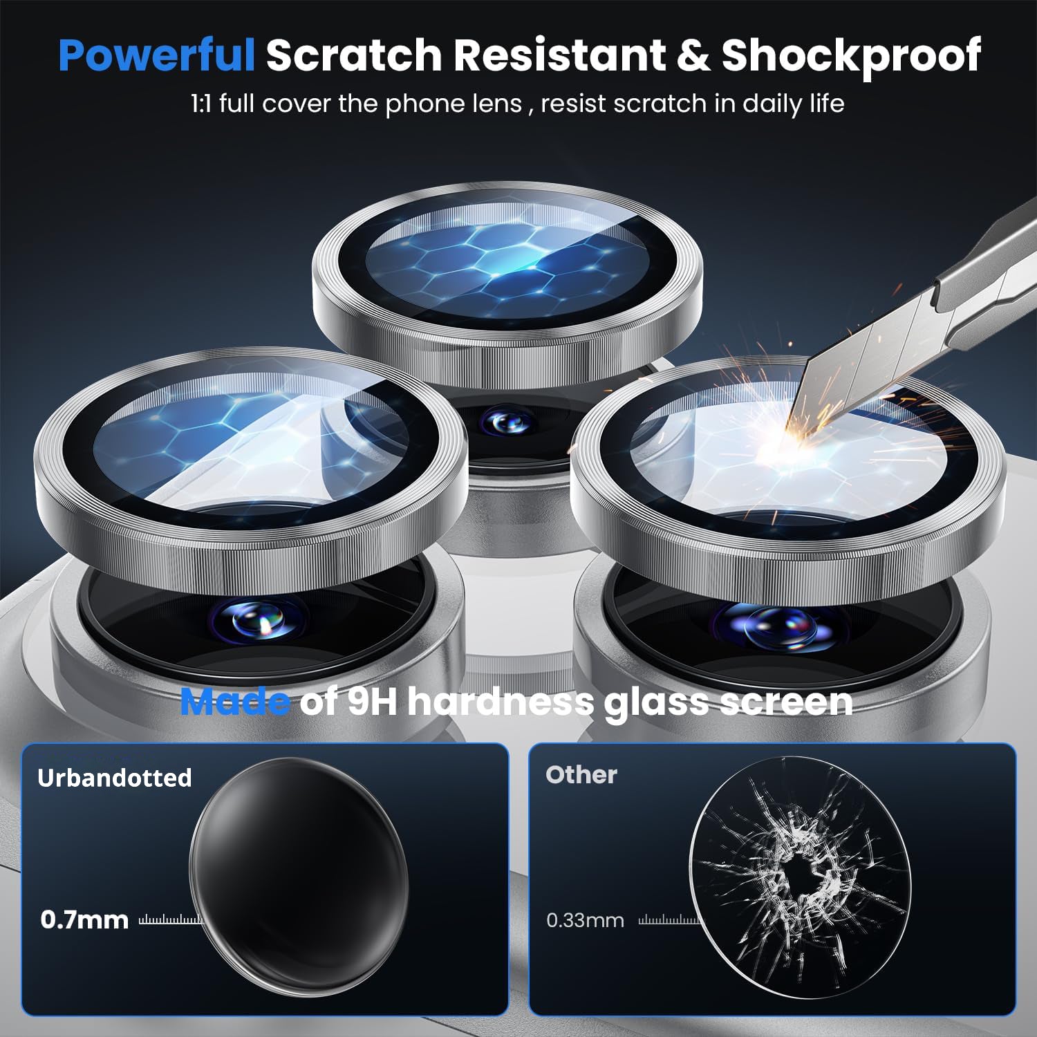 Ultra Strong Tempered Glass Camera Lens Protector Rings - Silver