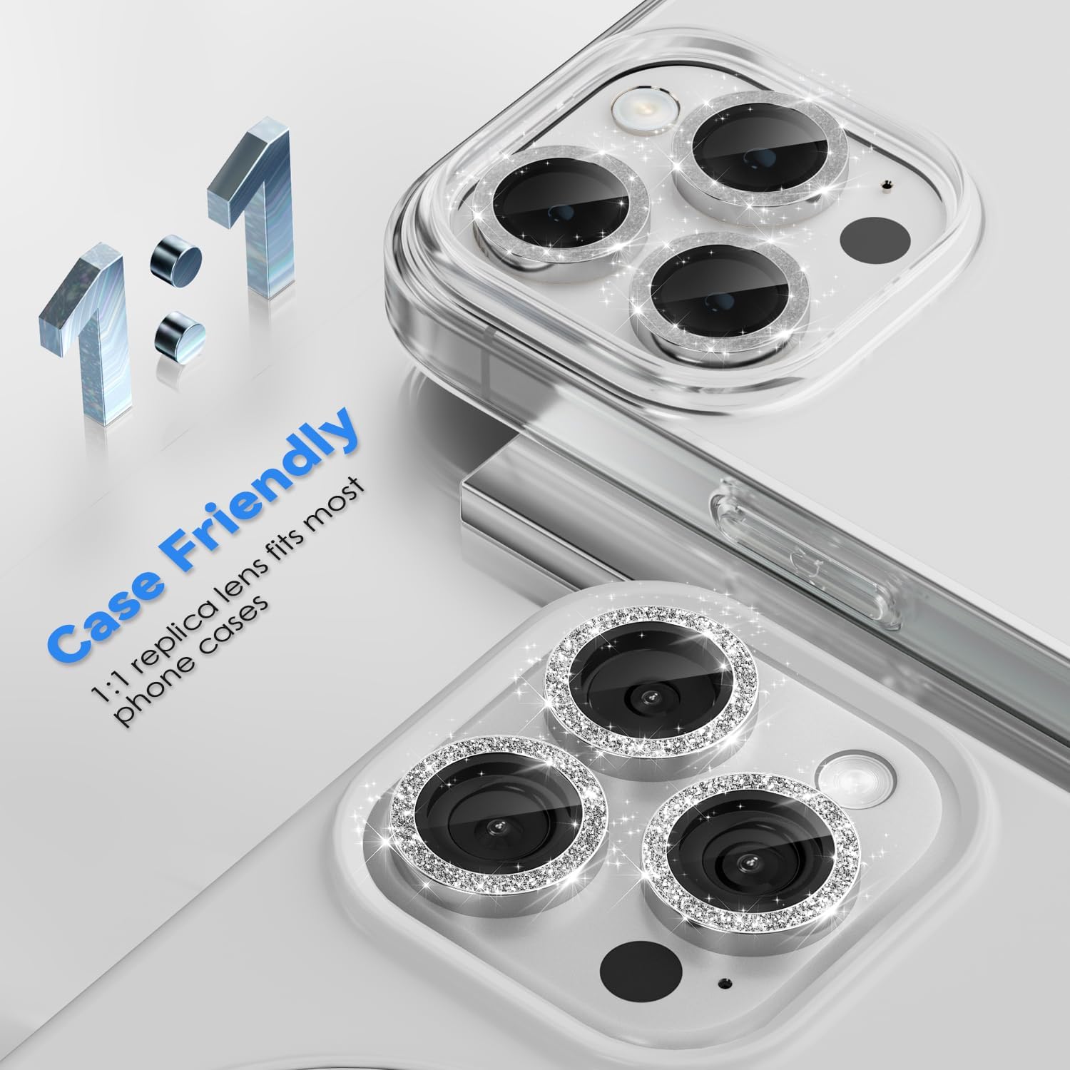 Ultra Strong Diamond Glitter Camera Lens Protector Rings