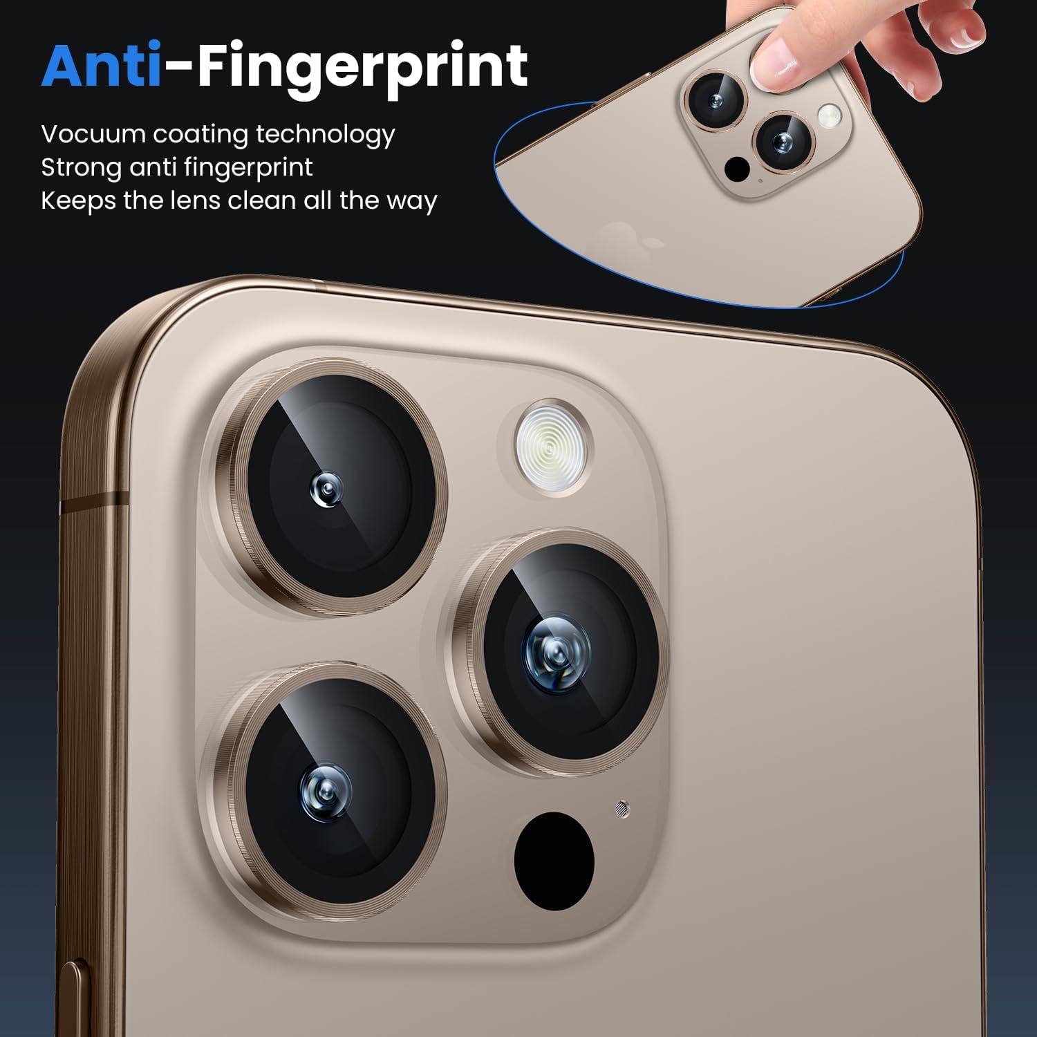 Ultra Strong Tempered Glass Camera Lens Protector Rings - Gold