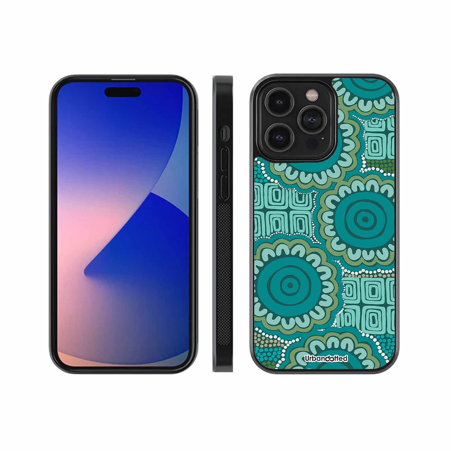 Circular Teal Design Glass Case