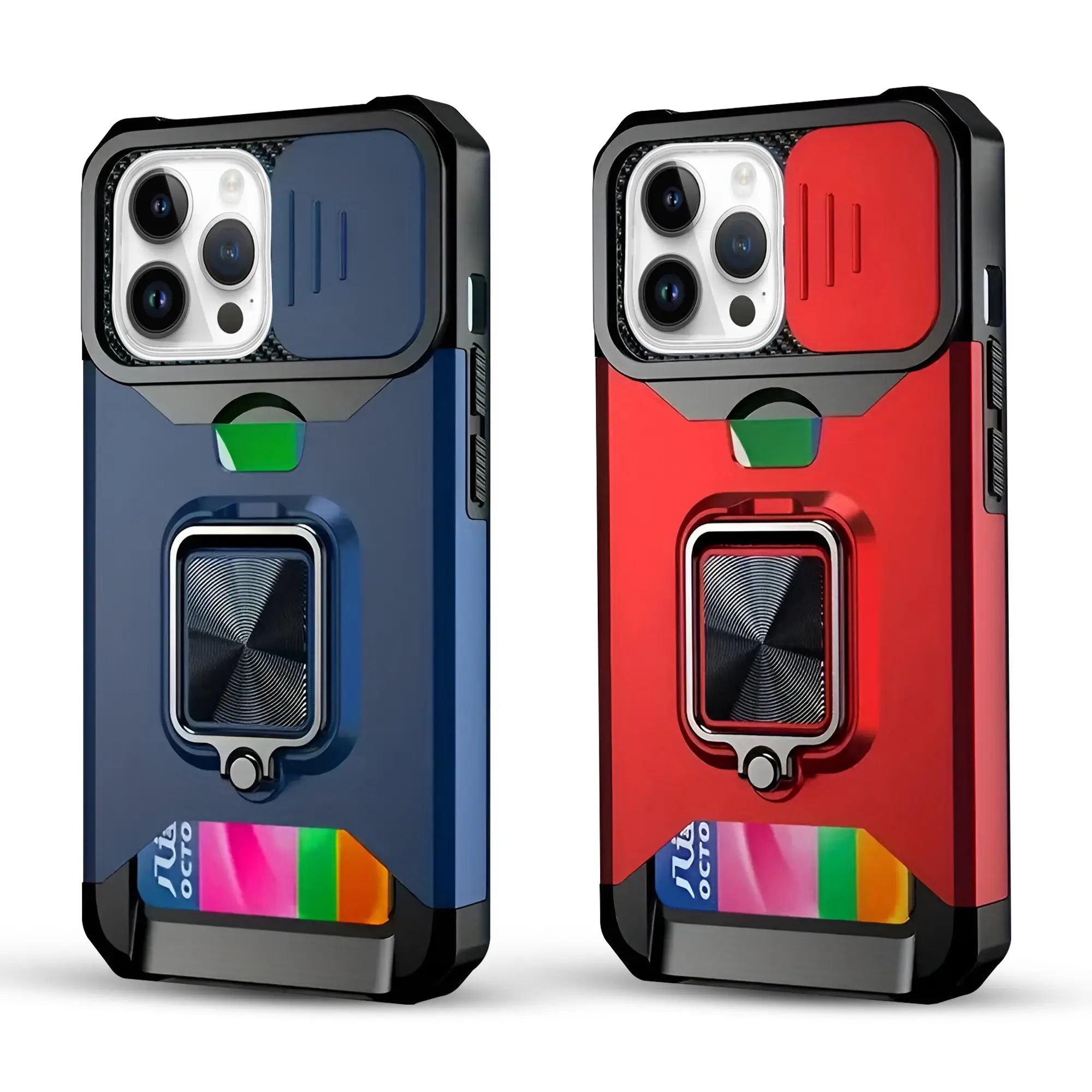 Shockproof Heavyduty Metal Stand & Card Slot Phone Case