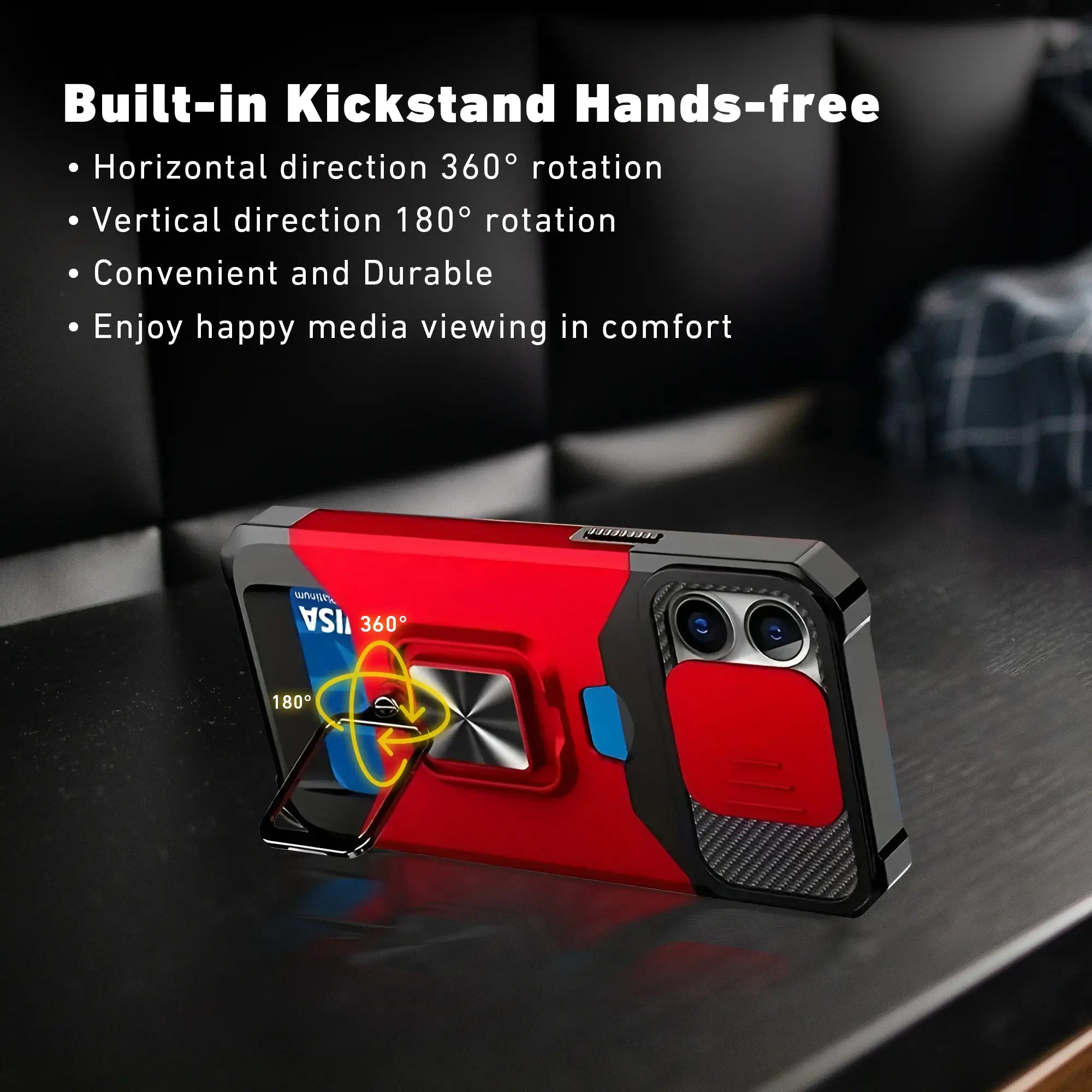 Shockproof Heavyduty Metal Stand & Card Slot Phone Case