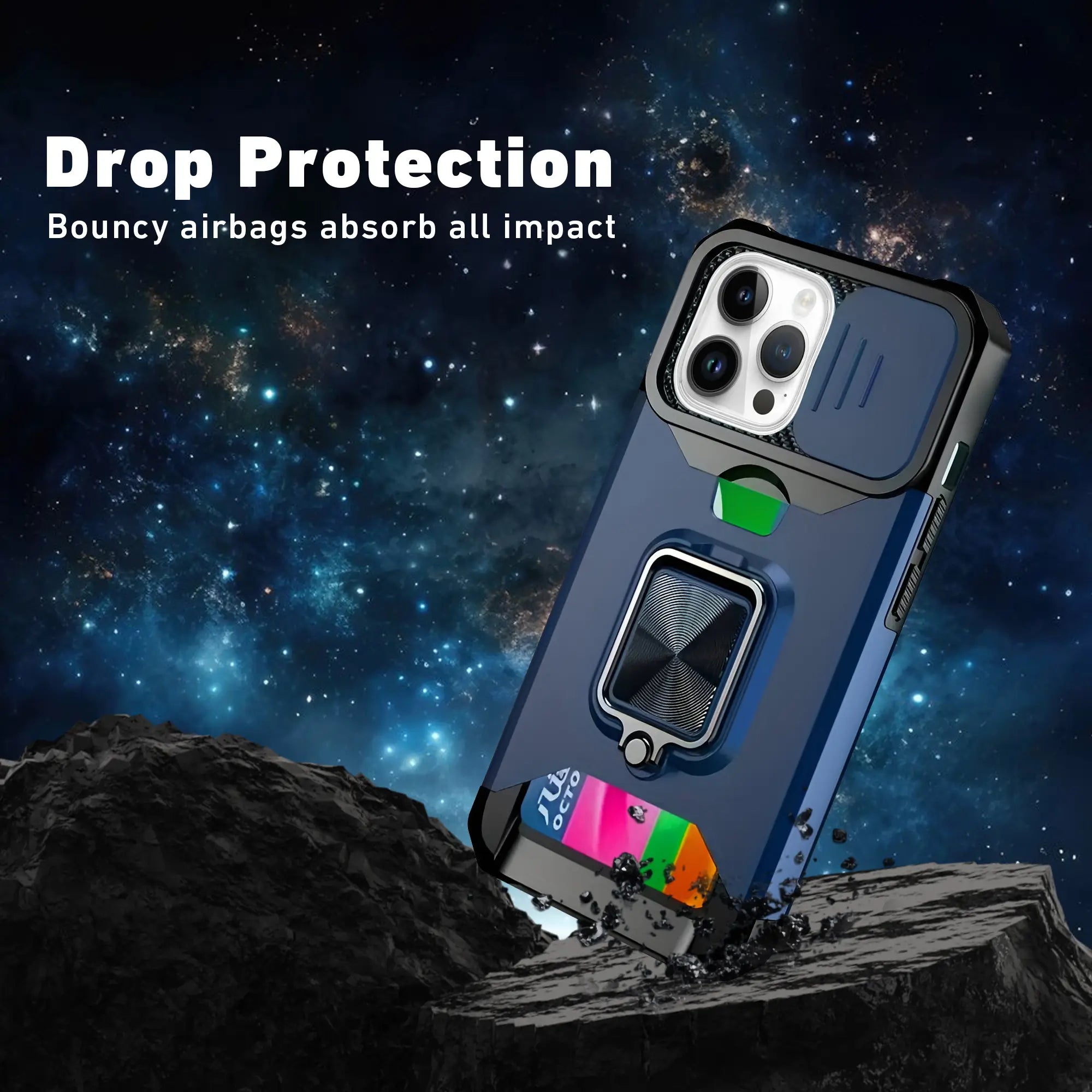 Shockproof Heavyduty Metal Stand & Card Slot Phone Case