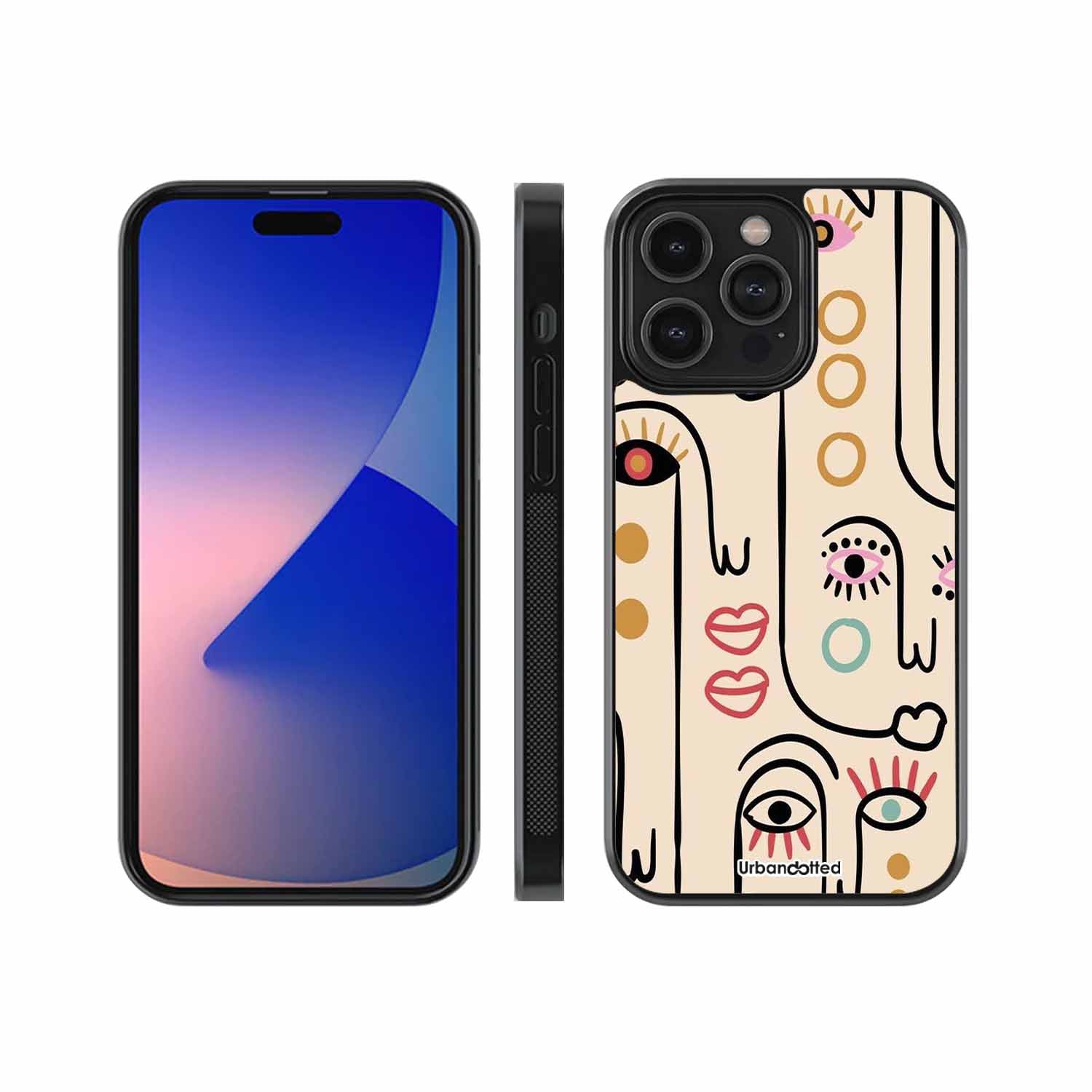 Modern Line Art Faces Astrology Glass Case