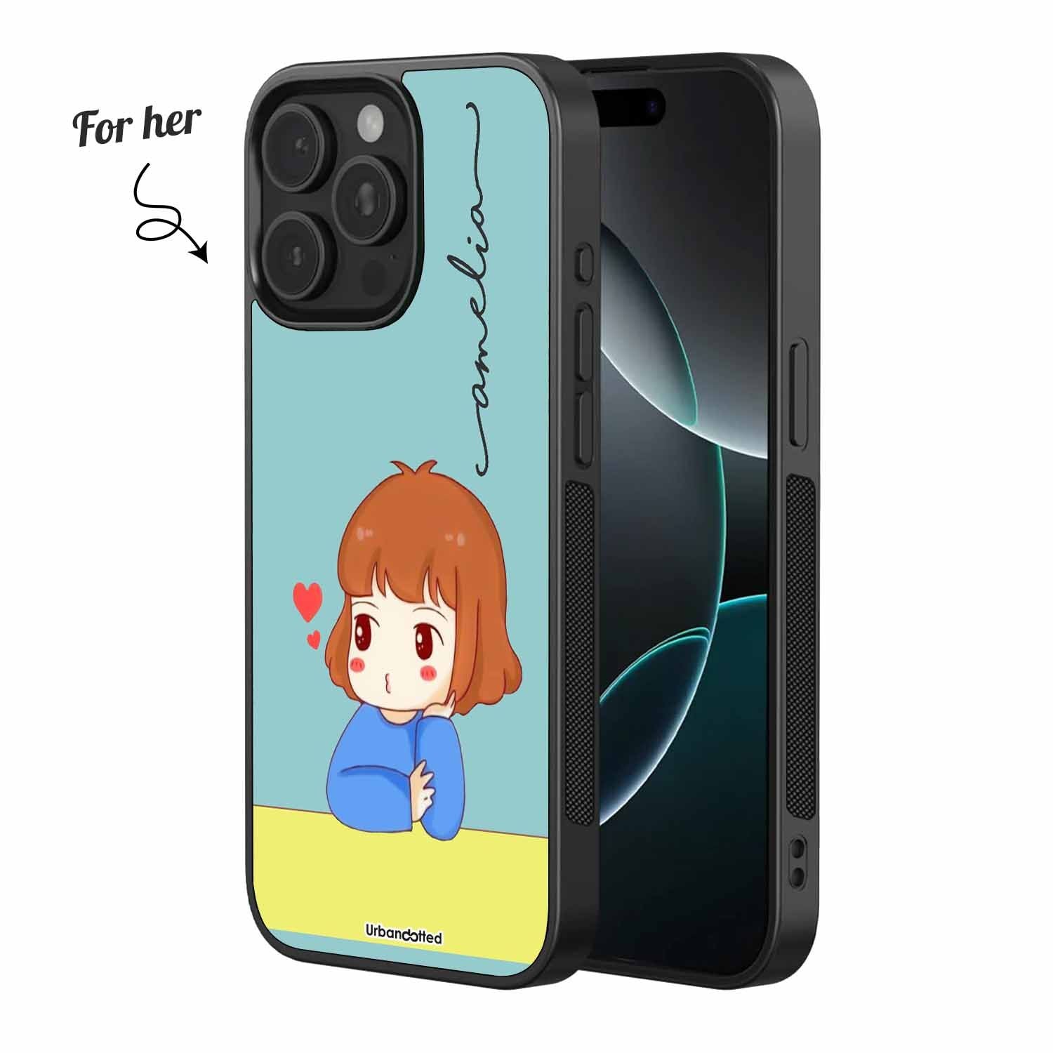 Cartoon Crush Couple Glass Case