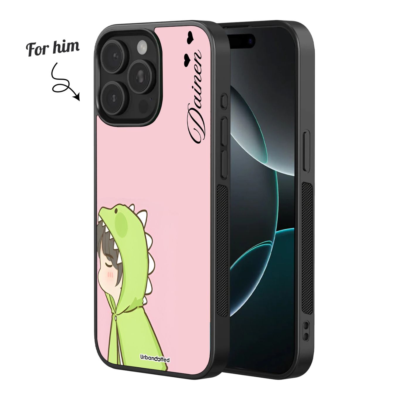 Personalized Dino Love Couple Glass Case