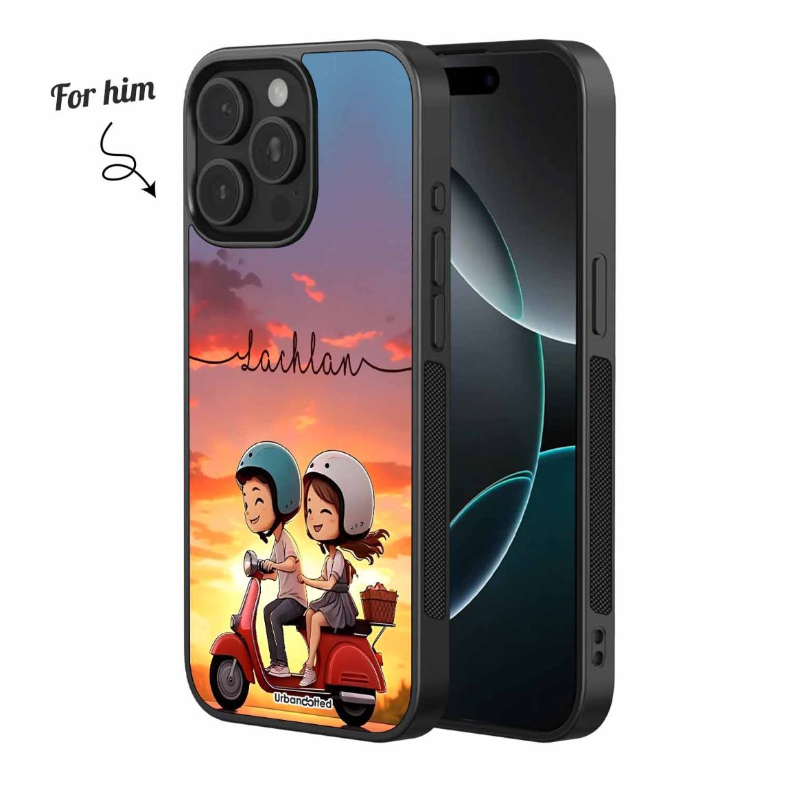Sunset Scooter Love Couple Glass Case