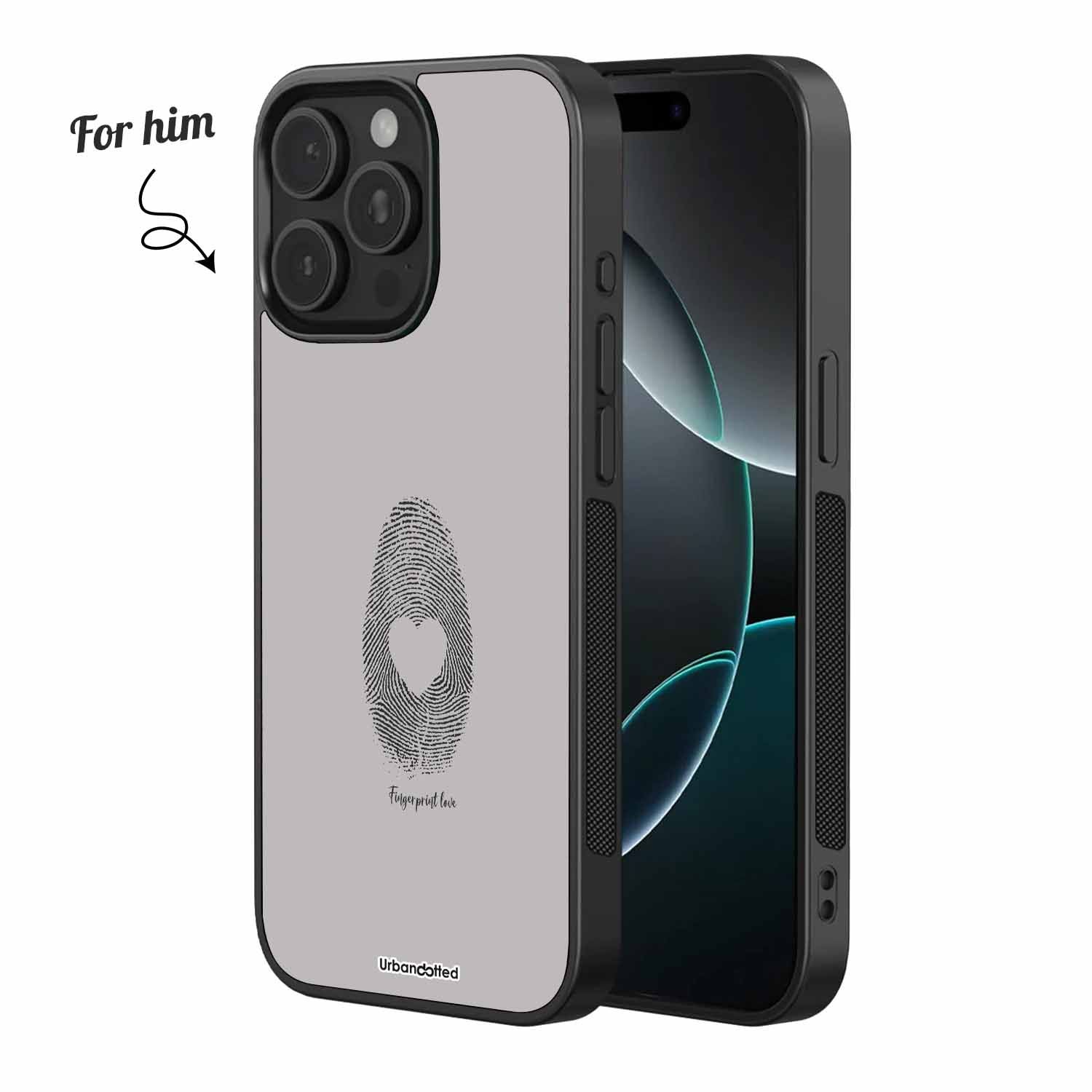 Fingerprint Heart Couple Glass Case