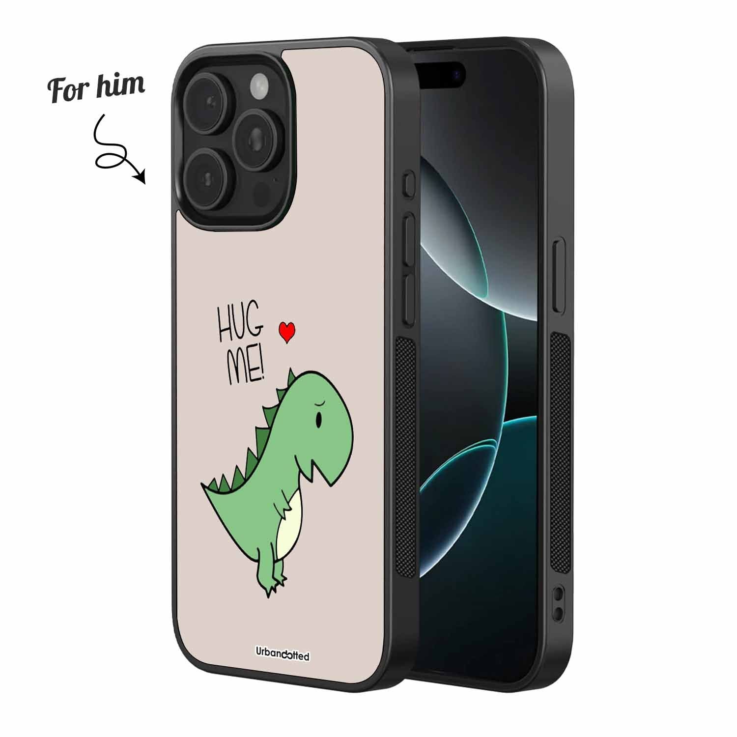Trying for a Hug Dino Couple Glass Case