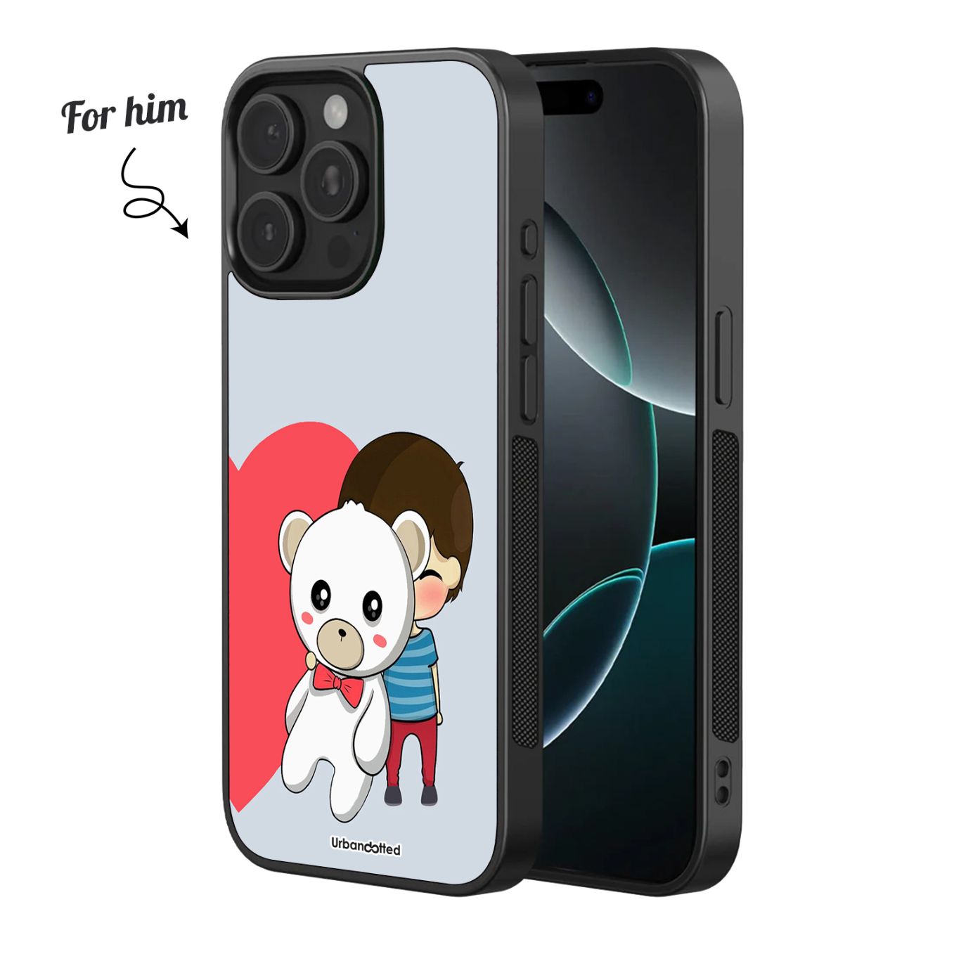 Heartfelt Cuddle Couple Glass Case