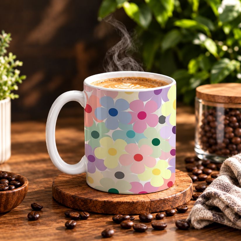Groovy Colorful Flower Power Coffee Mug