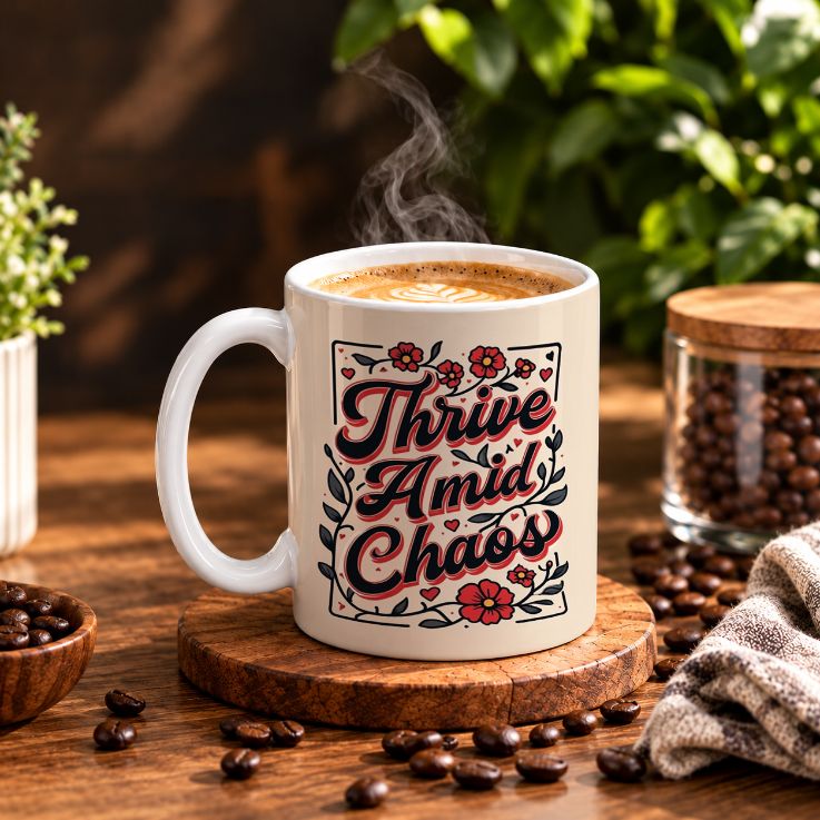 Thrive Amid Chaos Retro Floral Coffee Mug