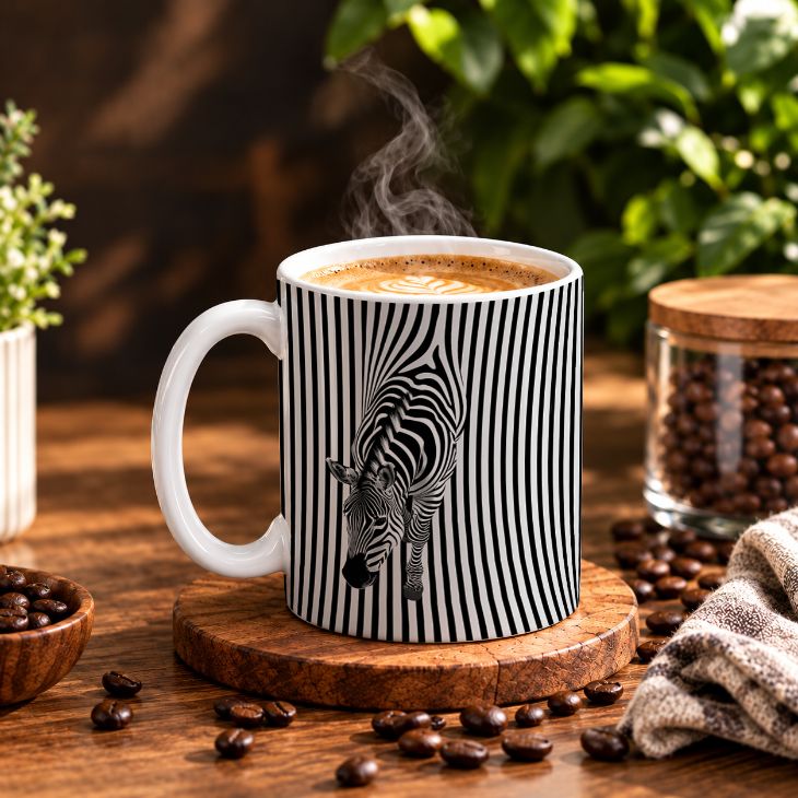 Surreal Wildlife Stripe Art Coffee Mug