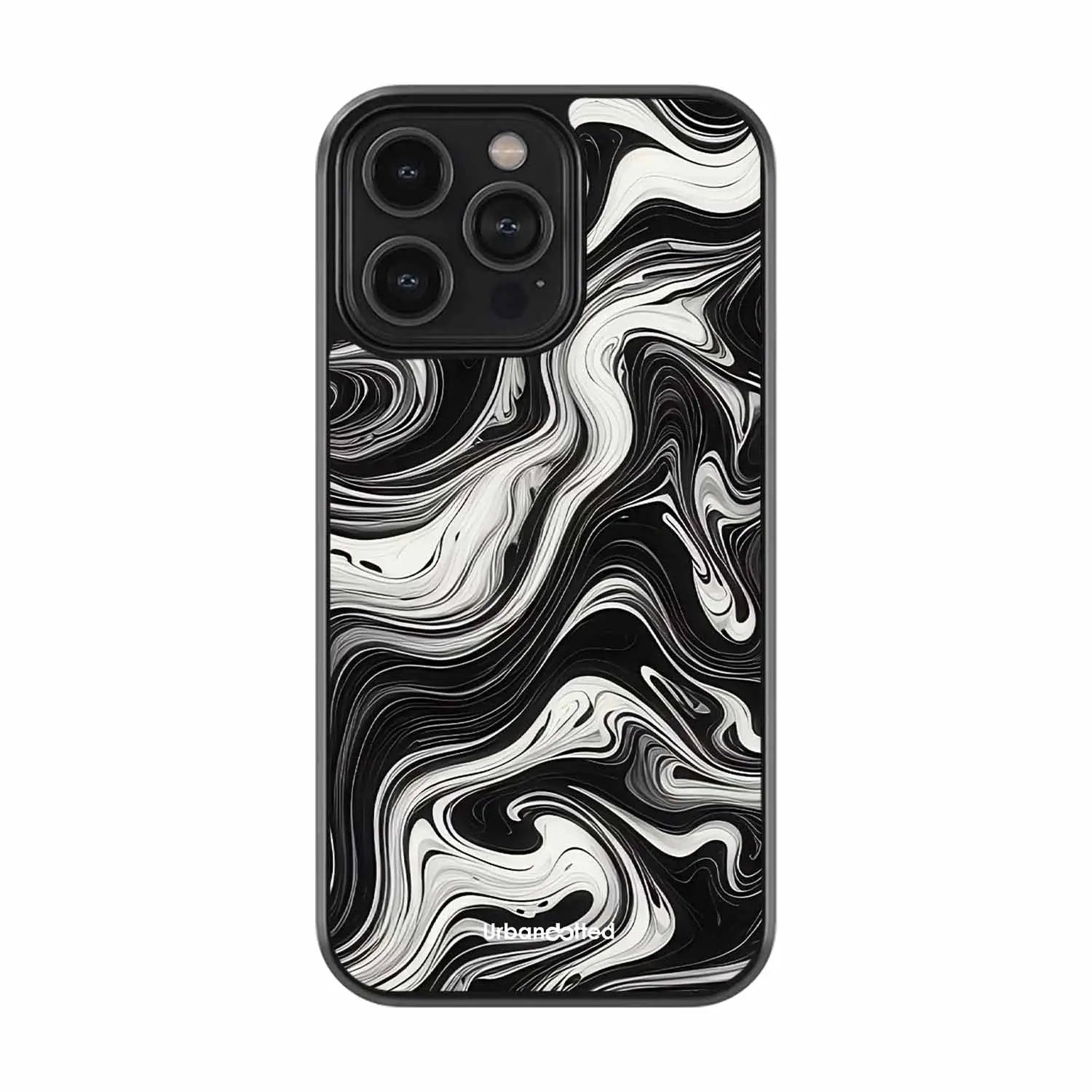 Monochrome Marble Glass Case For iPhone 16 Pro Max