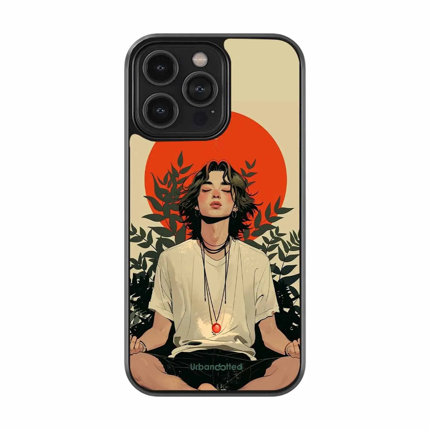 Meditating Figure Glass Case For iPhone 16 Pro Max