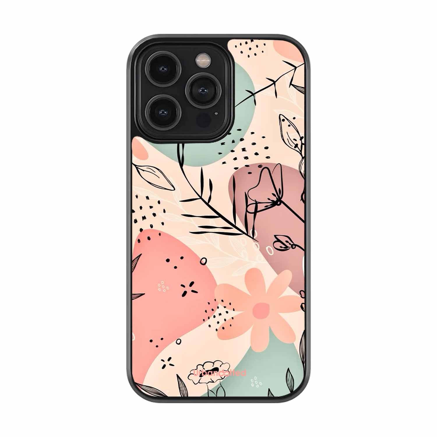 Abstract Floral Glass Case For iPhone 16 Pro