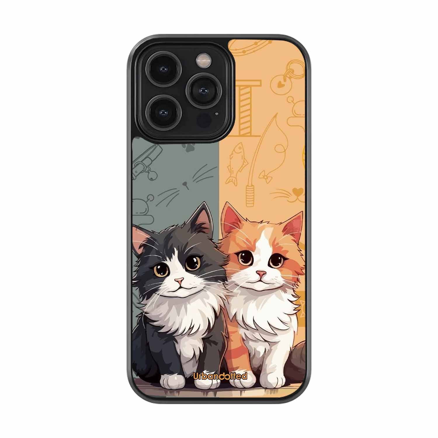 Yin and Yang Cats Glass Case For iPhone 14 Pro