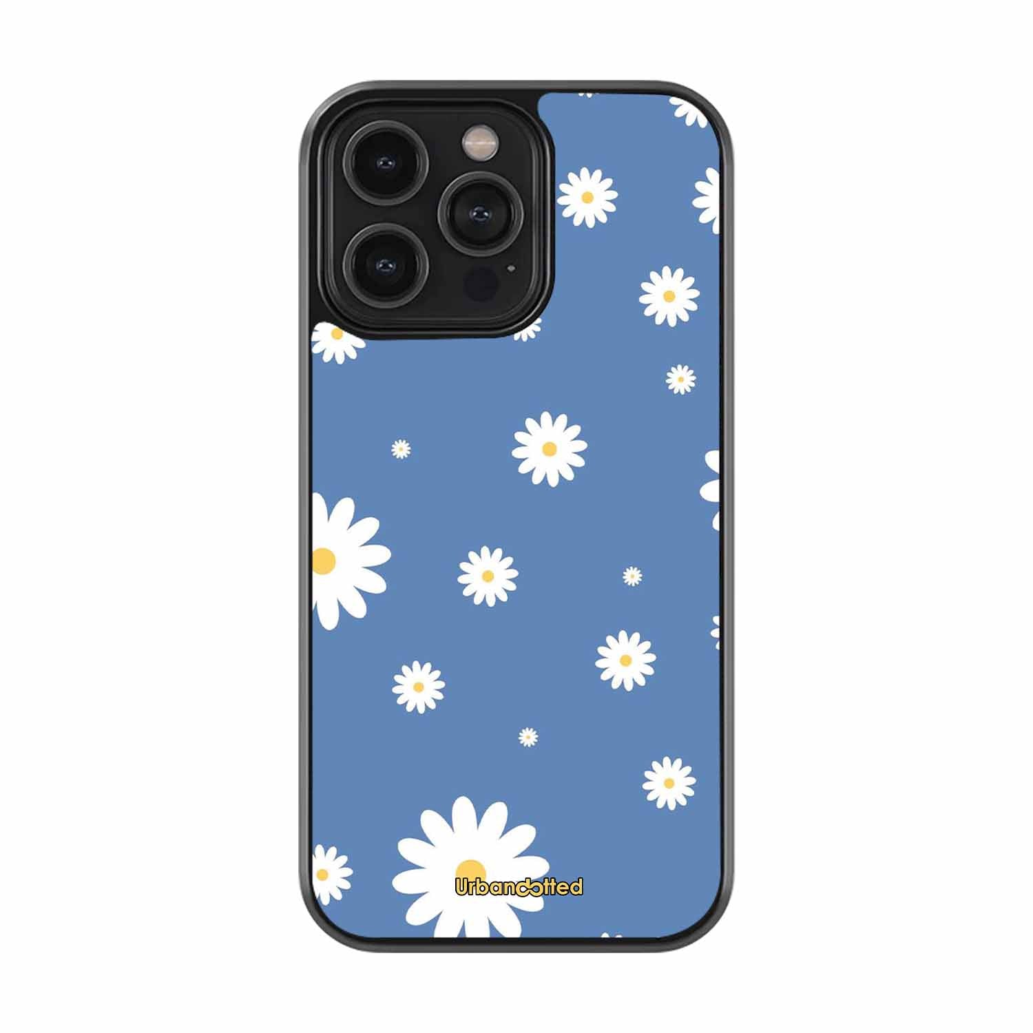 Blue Daisy Meadow Glass Case For iPhone 14 Pro
