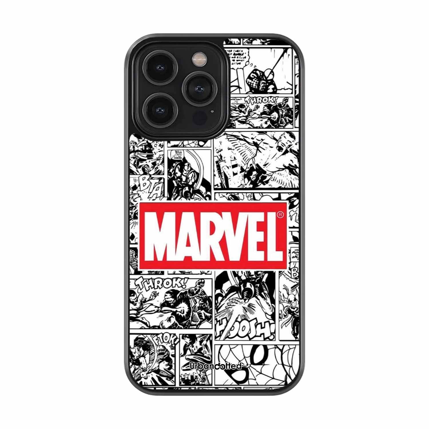 Black and White Comic Book Glass Case For iPhone 16 Pro