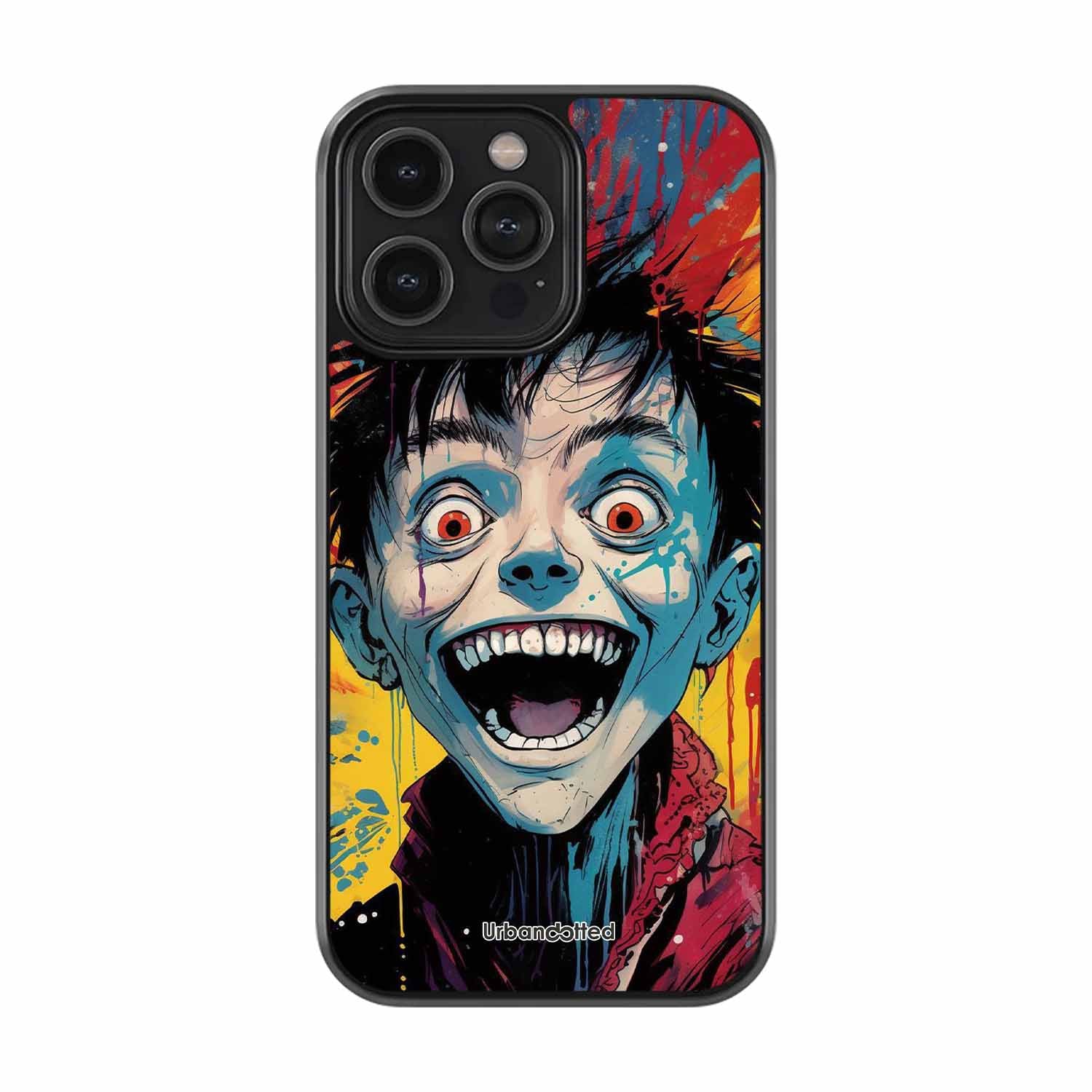 Distorted Joy Illustration Glass Case For iPhone 16 Pro