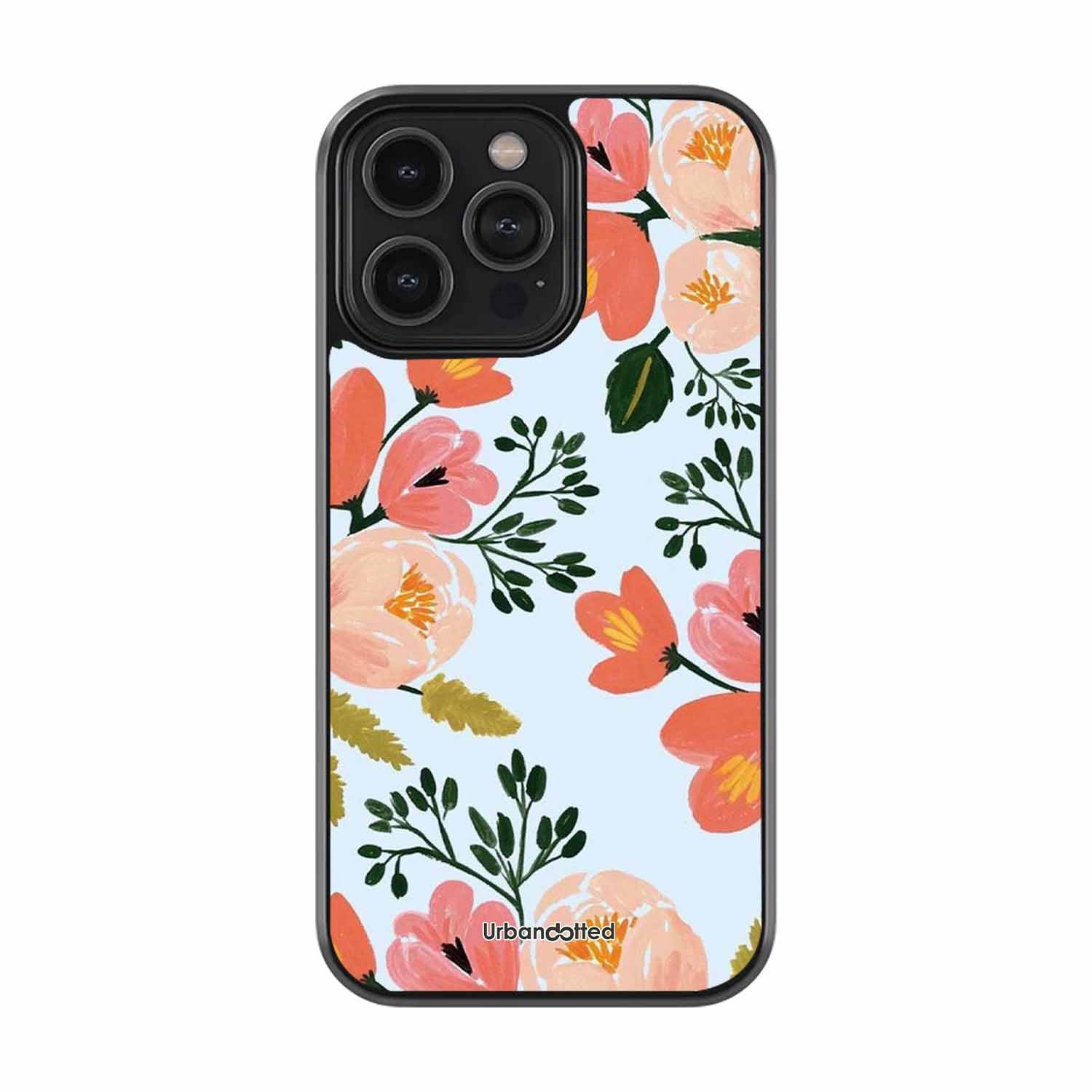 Painted Floral Bouque Glass Case For iPhone 16 Pro