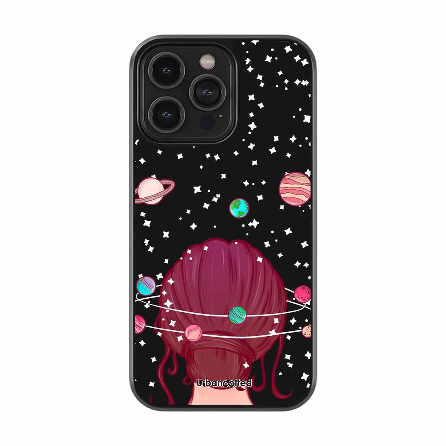 Galactic Hair Space Girl Glass Case For iPhone 14 Pro Max